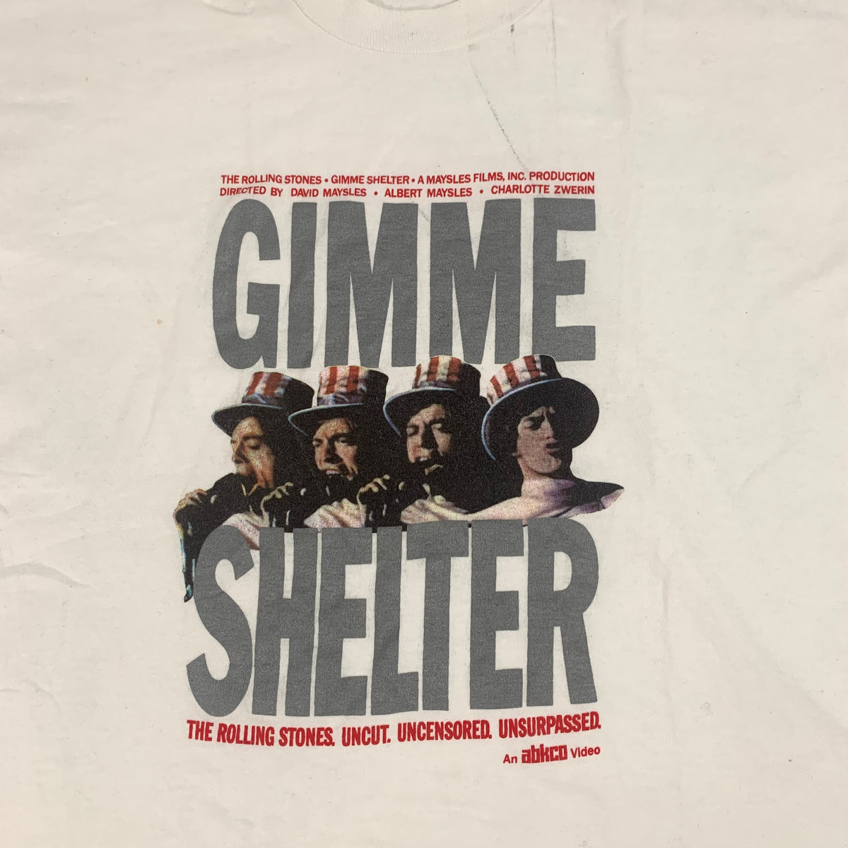 Vintage Rolling Stones &quot;Gimme Shelter&quot; Maysles Films Promotional T-Shirt