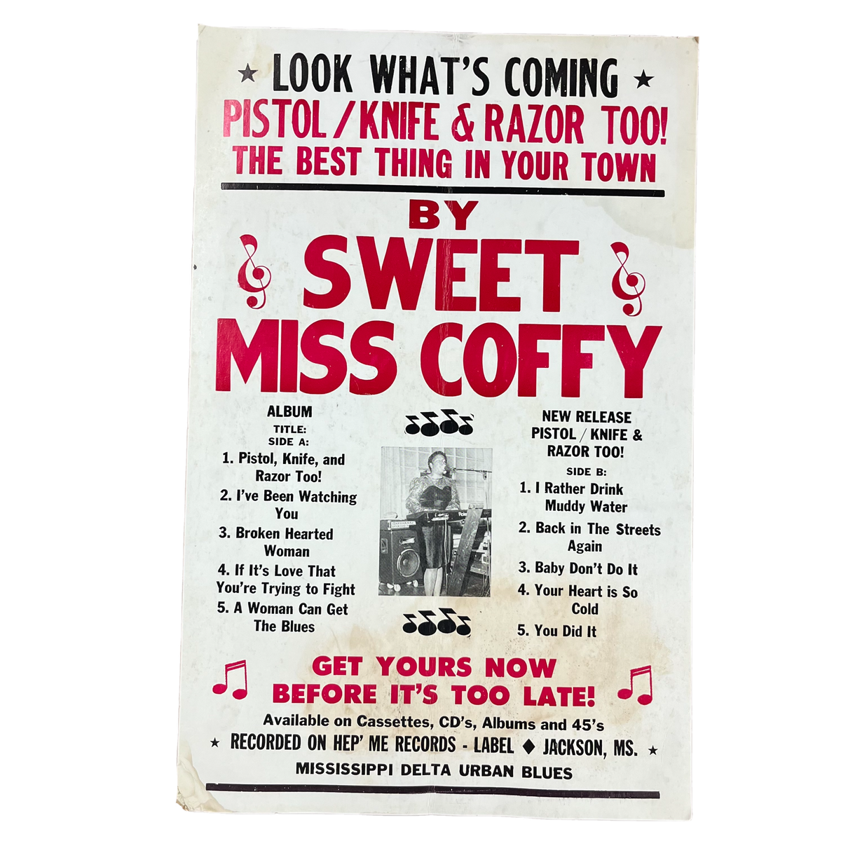 Vintage Sweet Miss Coffy &quot;Pistol/Knife &amp; Razor Too!&quot; Hep&#39; Me Records Promotional Poster