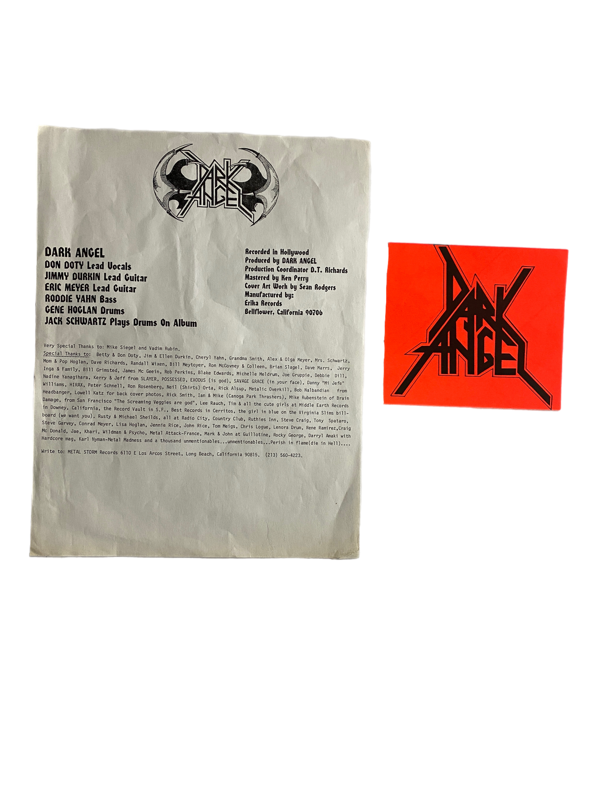 Vintage Dark Angel &quot;Darkness Descends&quot; Combat Poster + Sticker One Sheet Lot