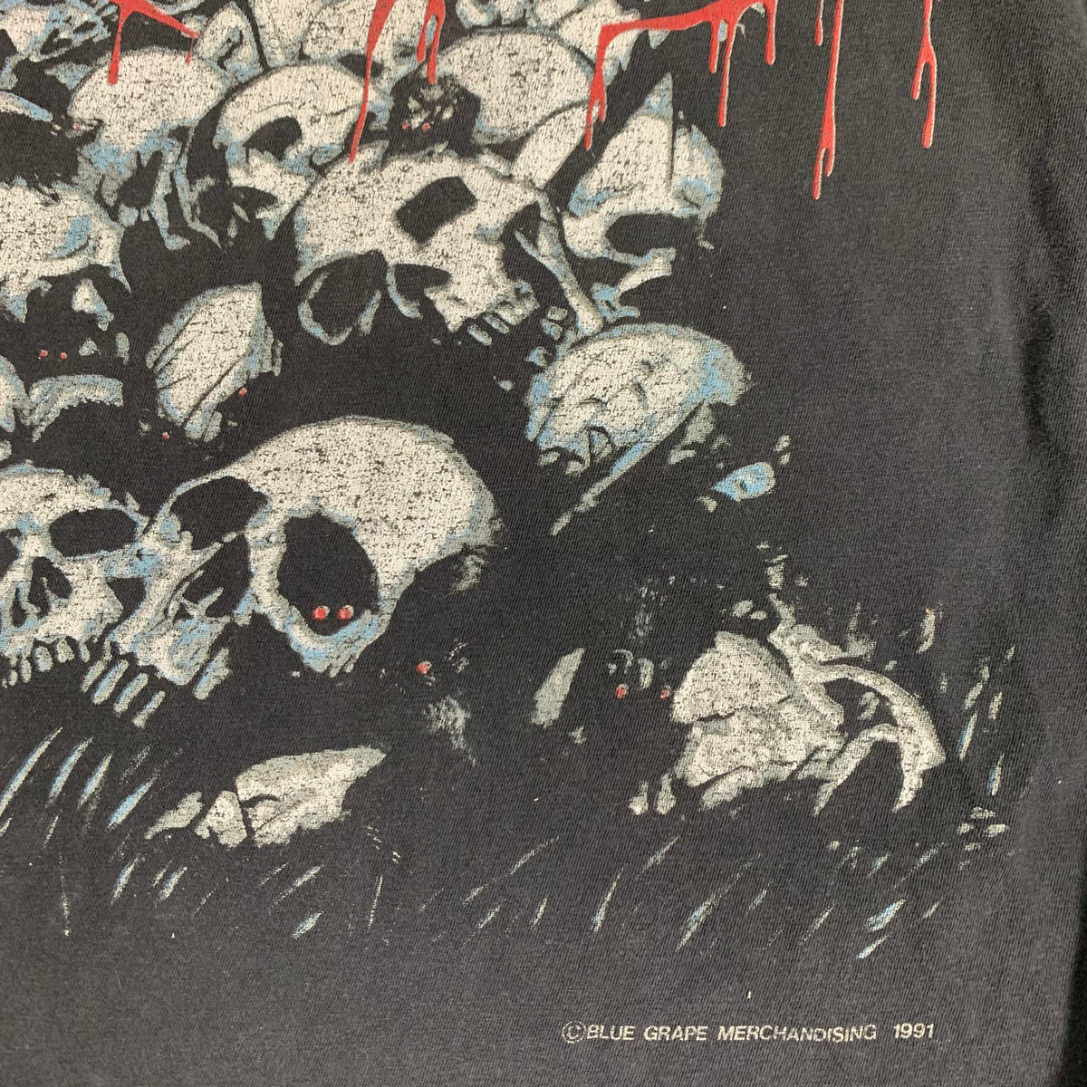 Vintage Obituary &quot;Skull Pile&quot; Cause Of Death Longsleeve Shirt