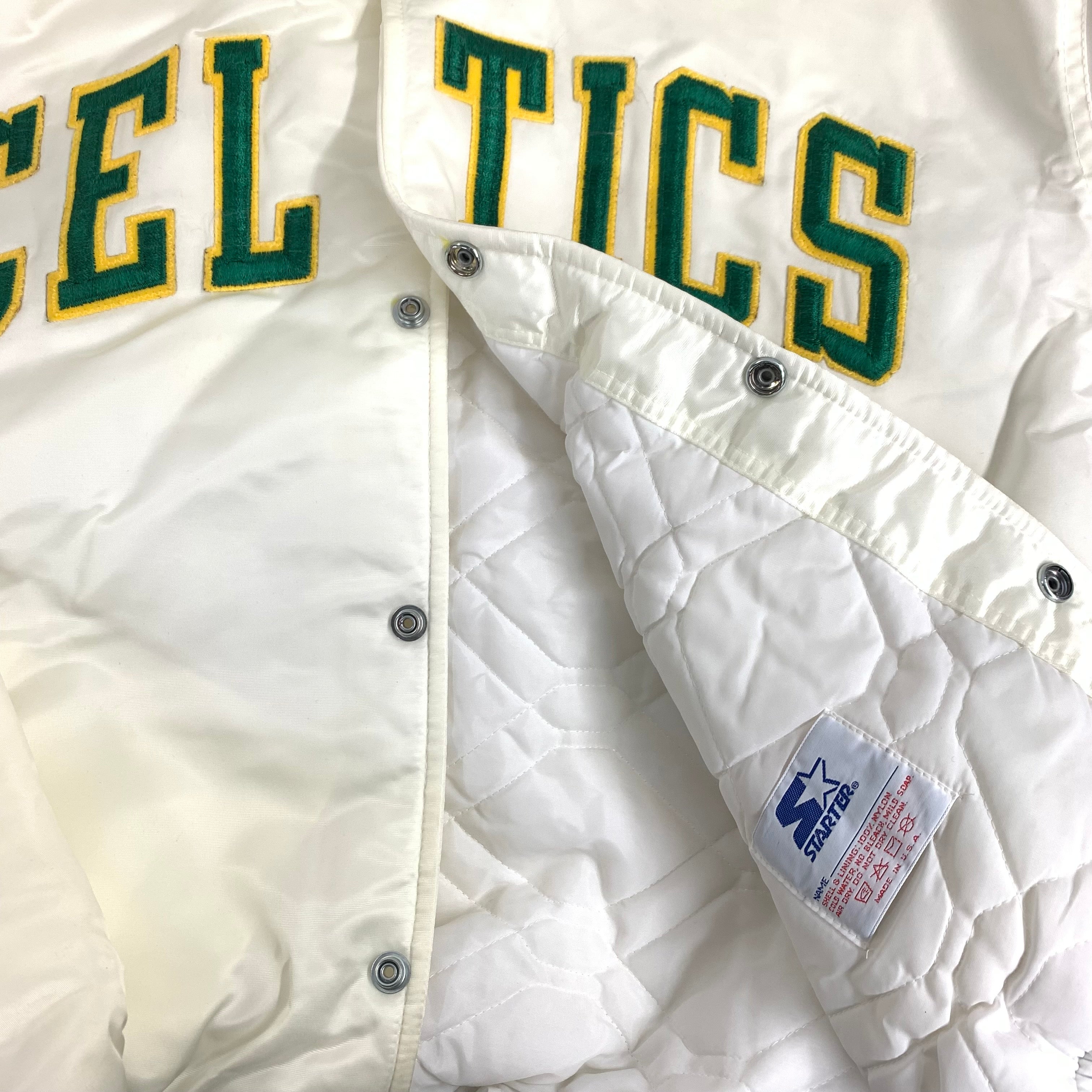 90's Boston Celtics Starter Satin White NBA Jacket Size XL – Rare VNTG