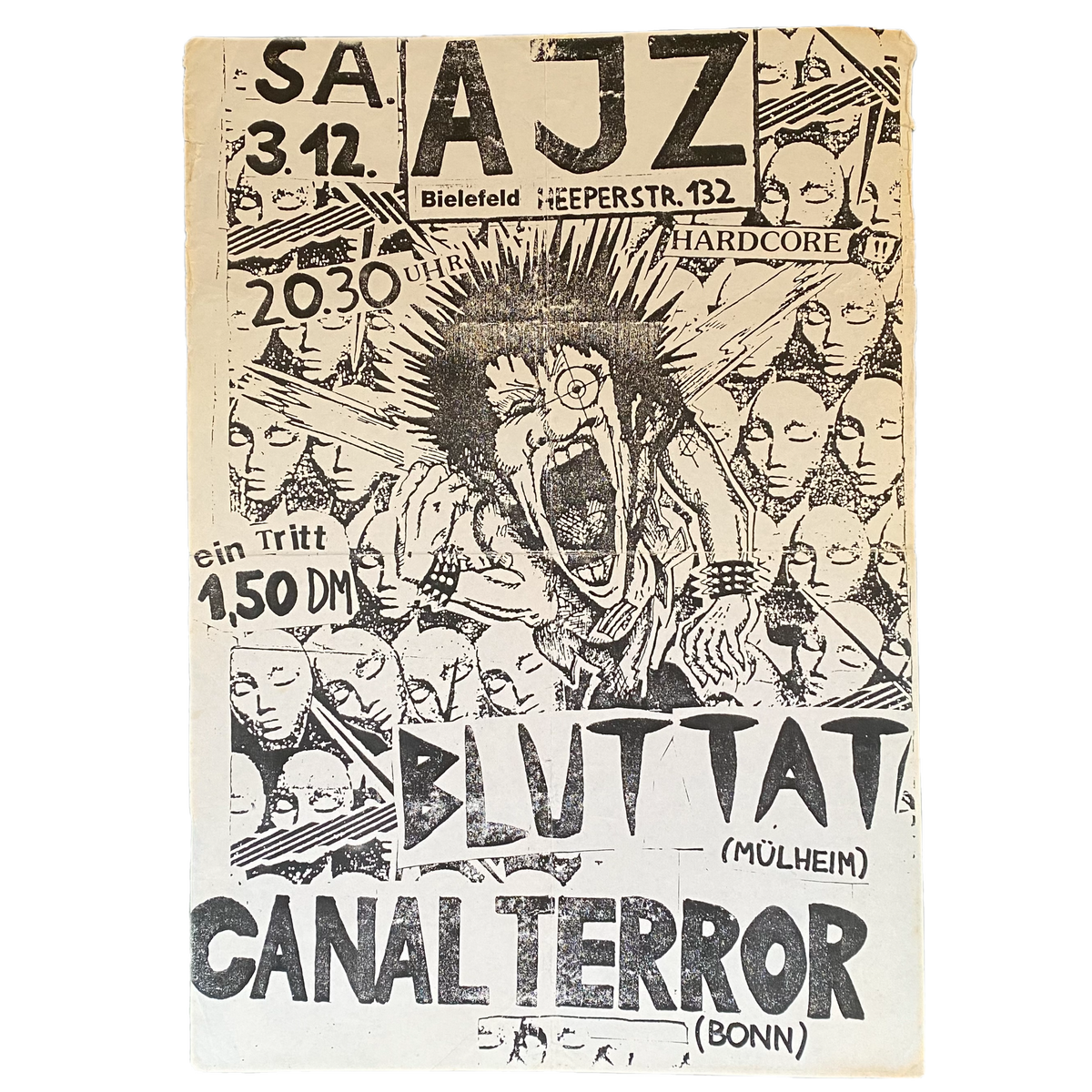 Vintage Bluttat &quot;AJZ&quot; Canal Terror Flyer