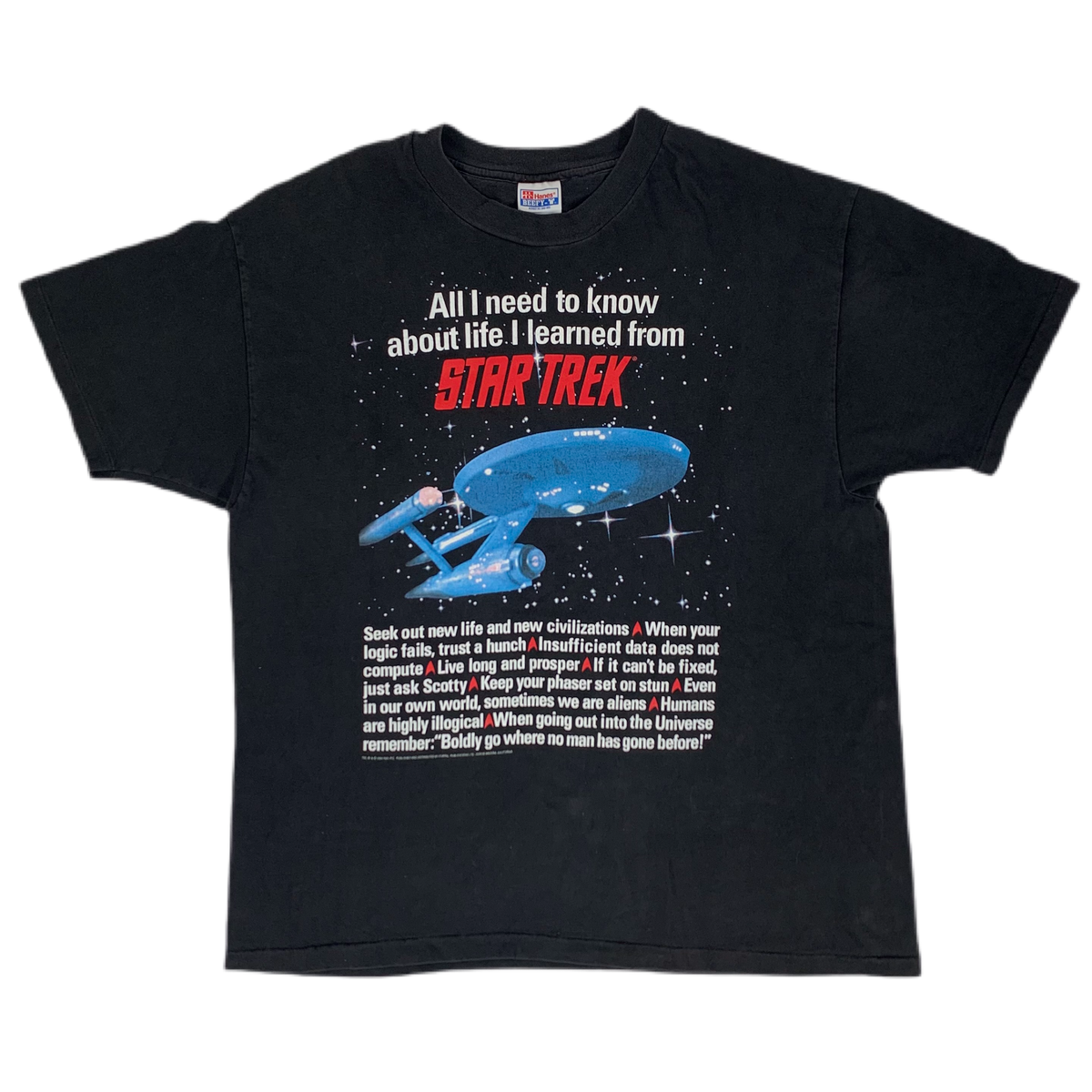 Vintage Star Trek &quot;All I Need To Know About Life&quot; T-Shirt