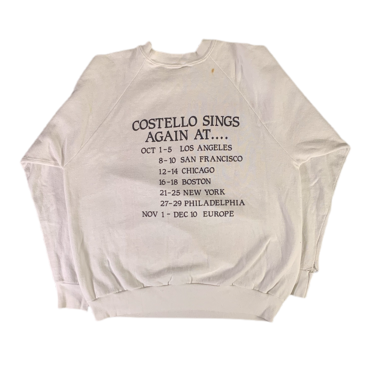 Vintage Elvis Costello &quot;Costello Sings Again&quot; Raglan Sweatshirt