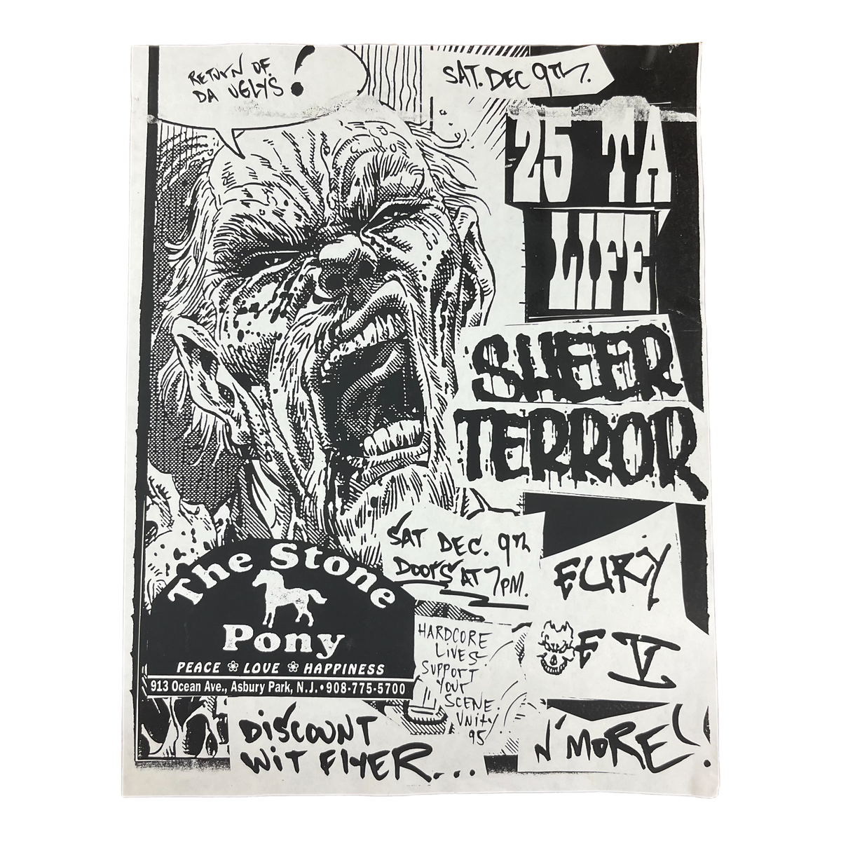Vintage 25 Ta Life Sheer Terror Fury Of V &quot;The Stone Pony&quot; NJ Show Flyer