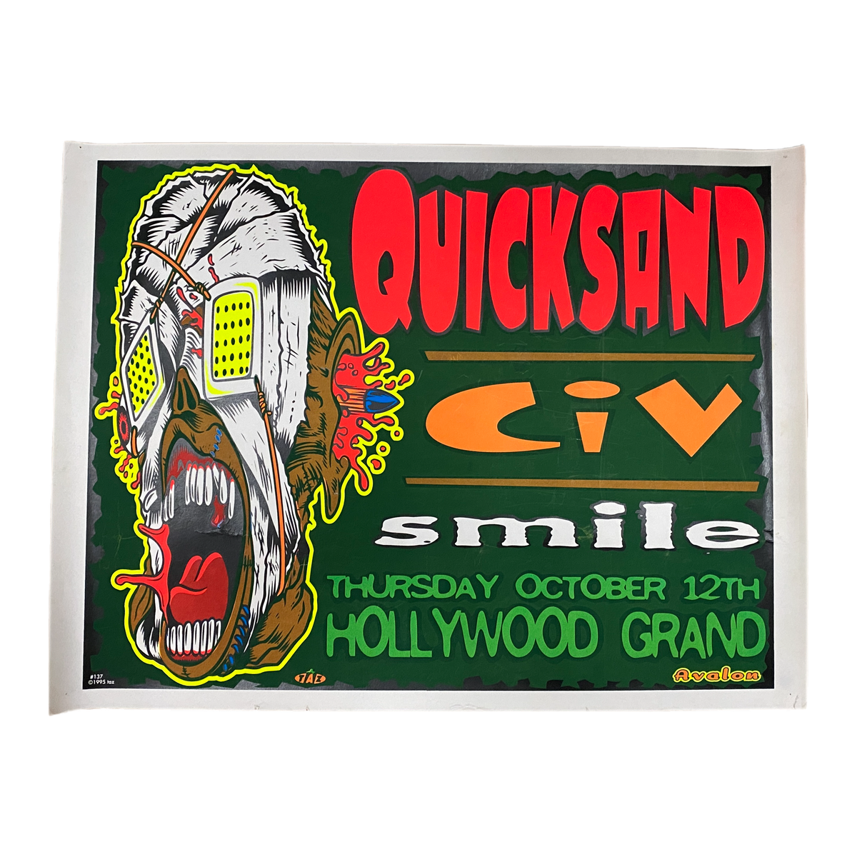 Vintage Quicksand &quot;Hollywood Grand&quot; Civ Smile TAZ Screenprinted Poster