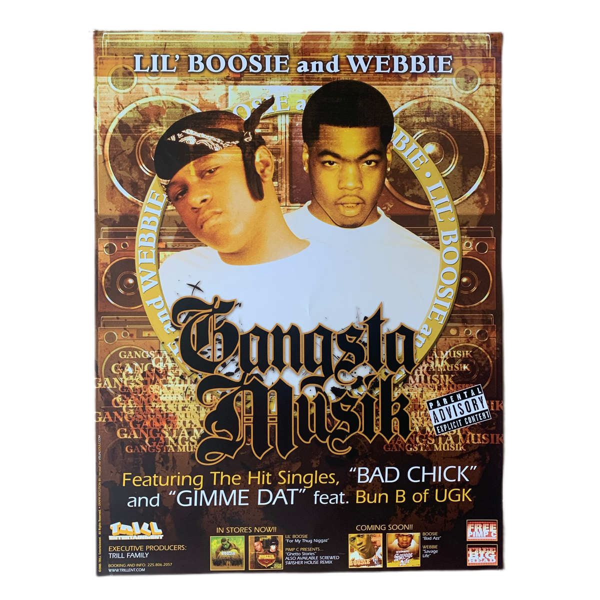Vintage Lil Boosie Webbie Gangsta Musik Trill Entertainment Poster Bun B Give Me That