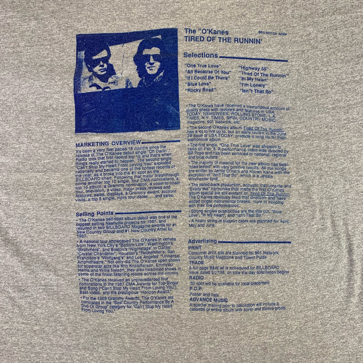 Vintage The O&#39;Kanes &quot;Tired Of Runnin&#39;&quot; T-Shirt