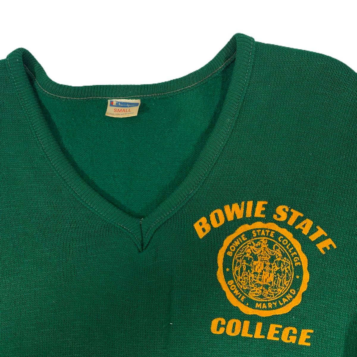 Vintage Champion Blue Bar &quot;Bowie State College&quot; V Knit Sweater