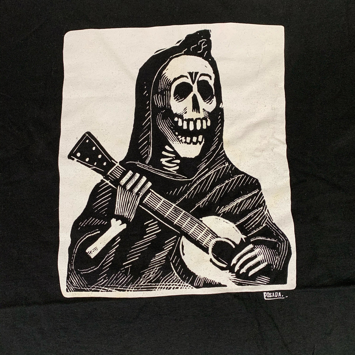 Vintage José Guadalupe Posada &quot;Calavera Con Guitara&quot; T-Shirt