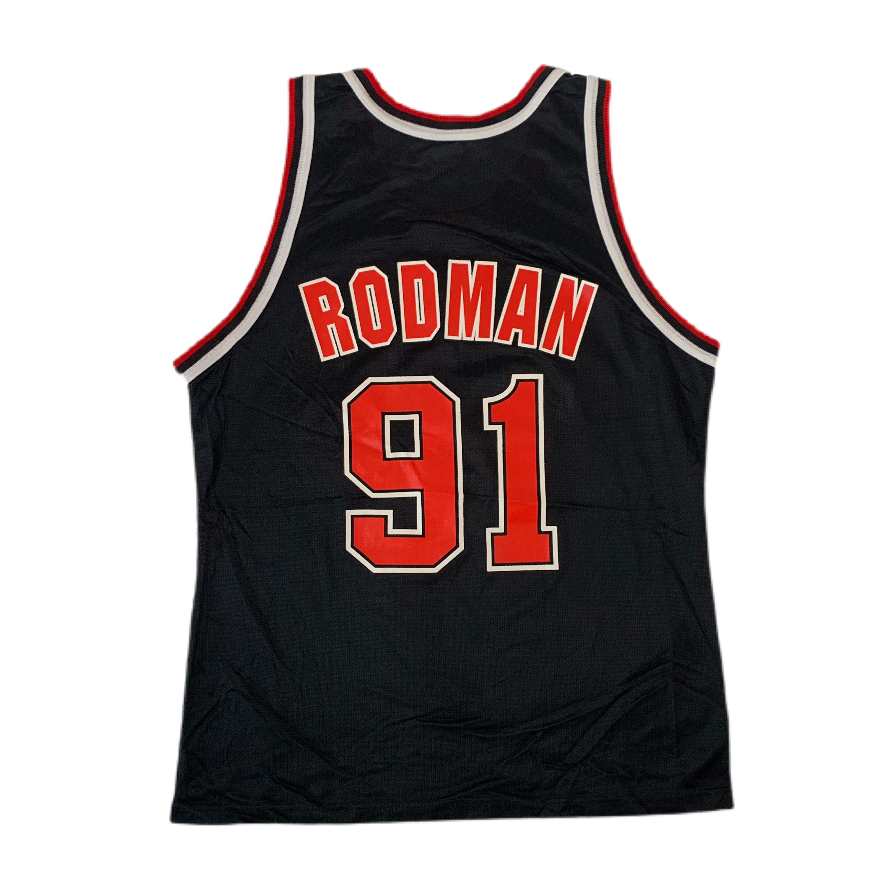 Dennis Rodman #91 Chicago Bulls Champion NBA Black Jersey 44 NEW
