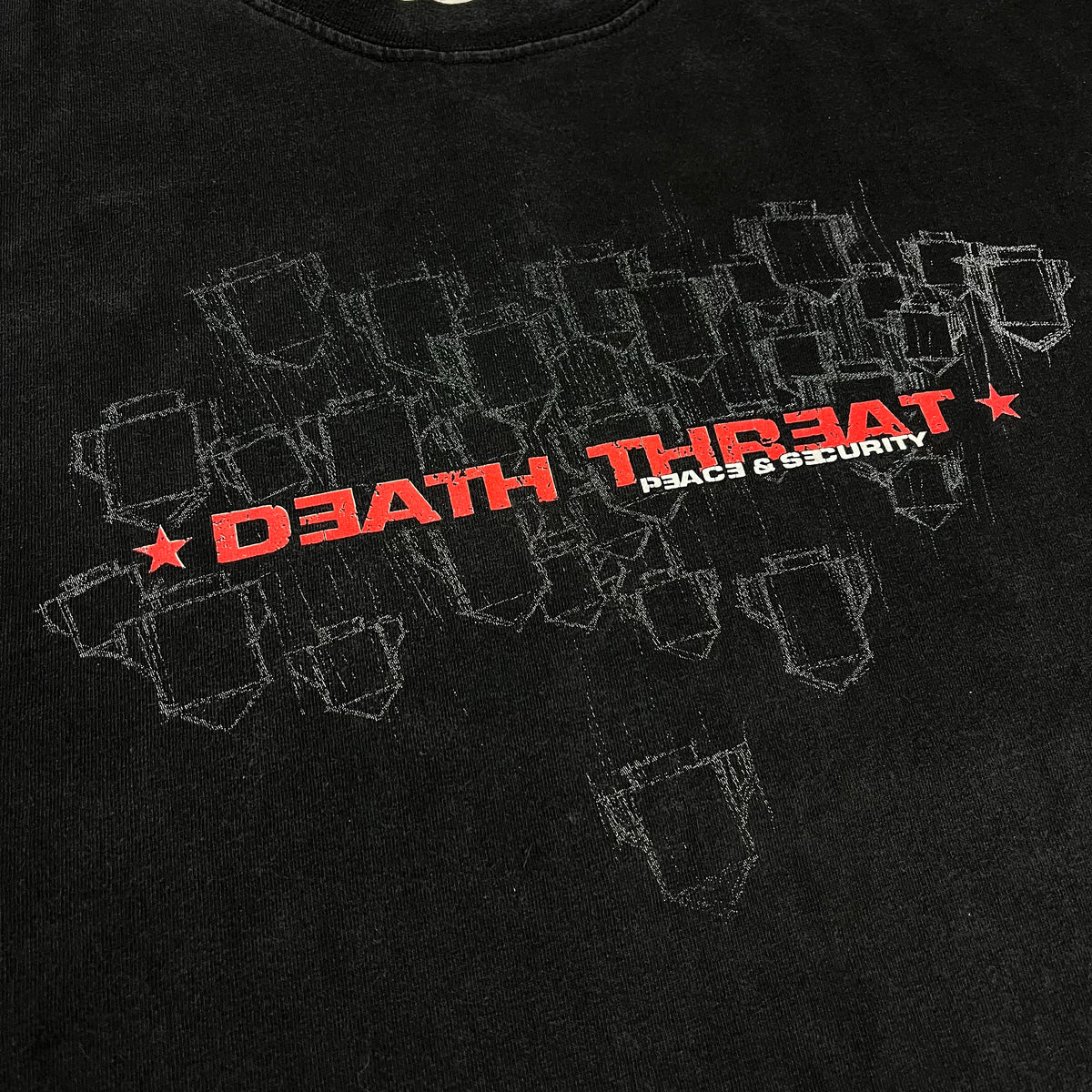 Vintage Death Threat &quot;Peace &amp; Security&quot; Disgrace T-Shirt