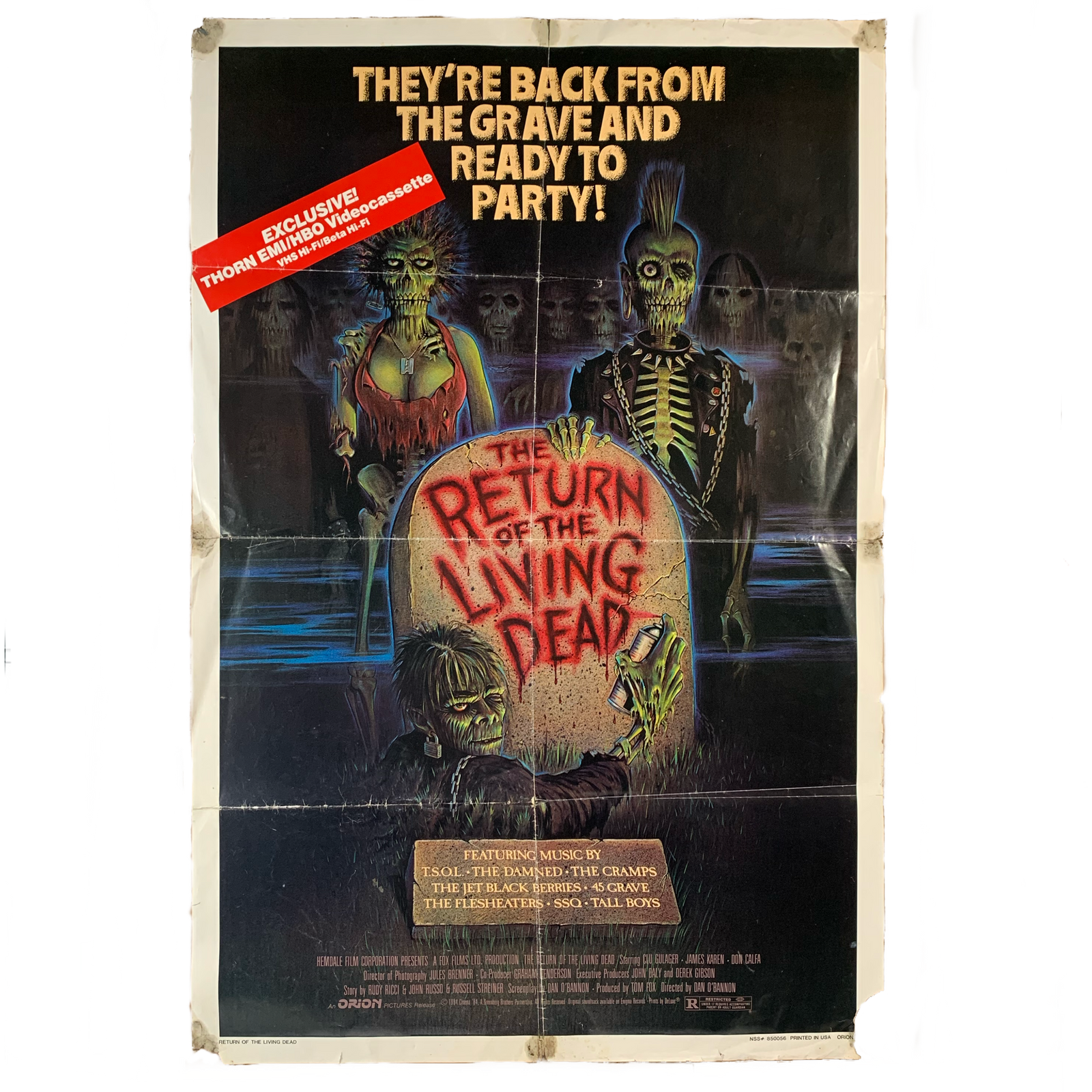 Vintage Original 1985 The Return Of The Living Dead Thorn One Sheet Poster 