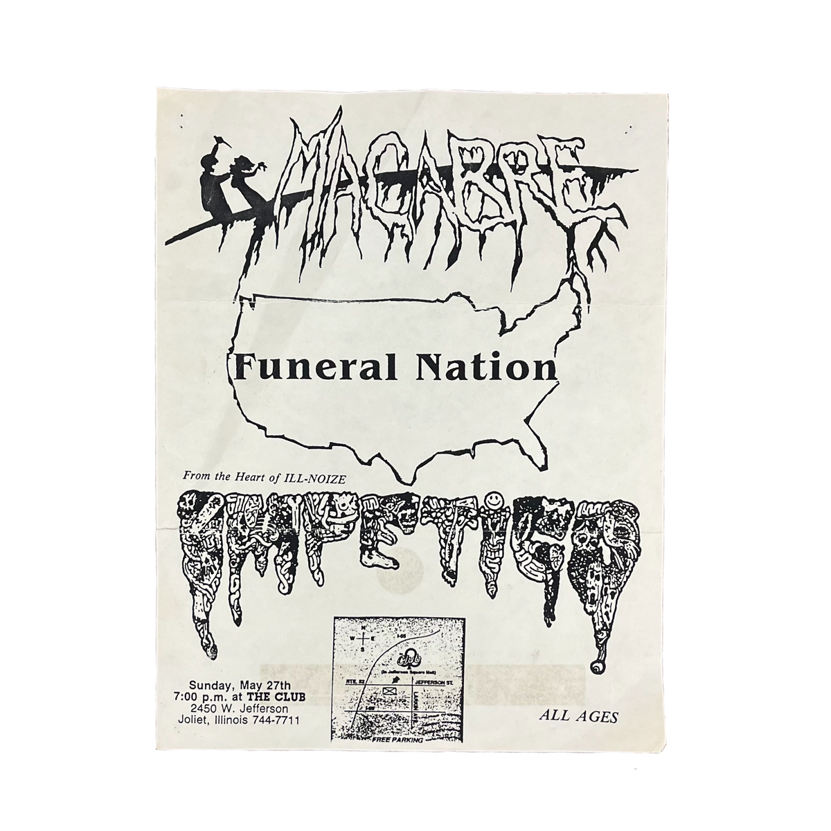 Vintage Macabre Funeral Nation Impetigo &quot;The Club&quot; Illinois Flyer