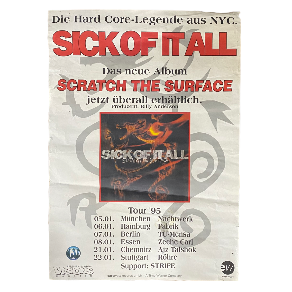 Vintage Sick Of It All &quot;Scratch The Surface&quot; 1995 German Tour Poster