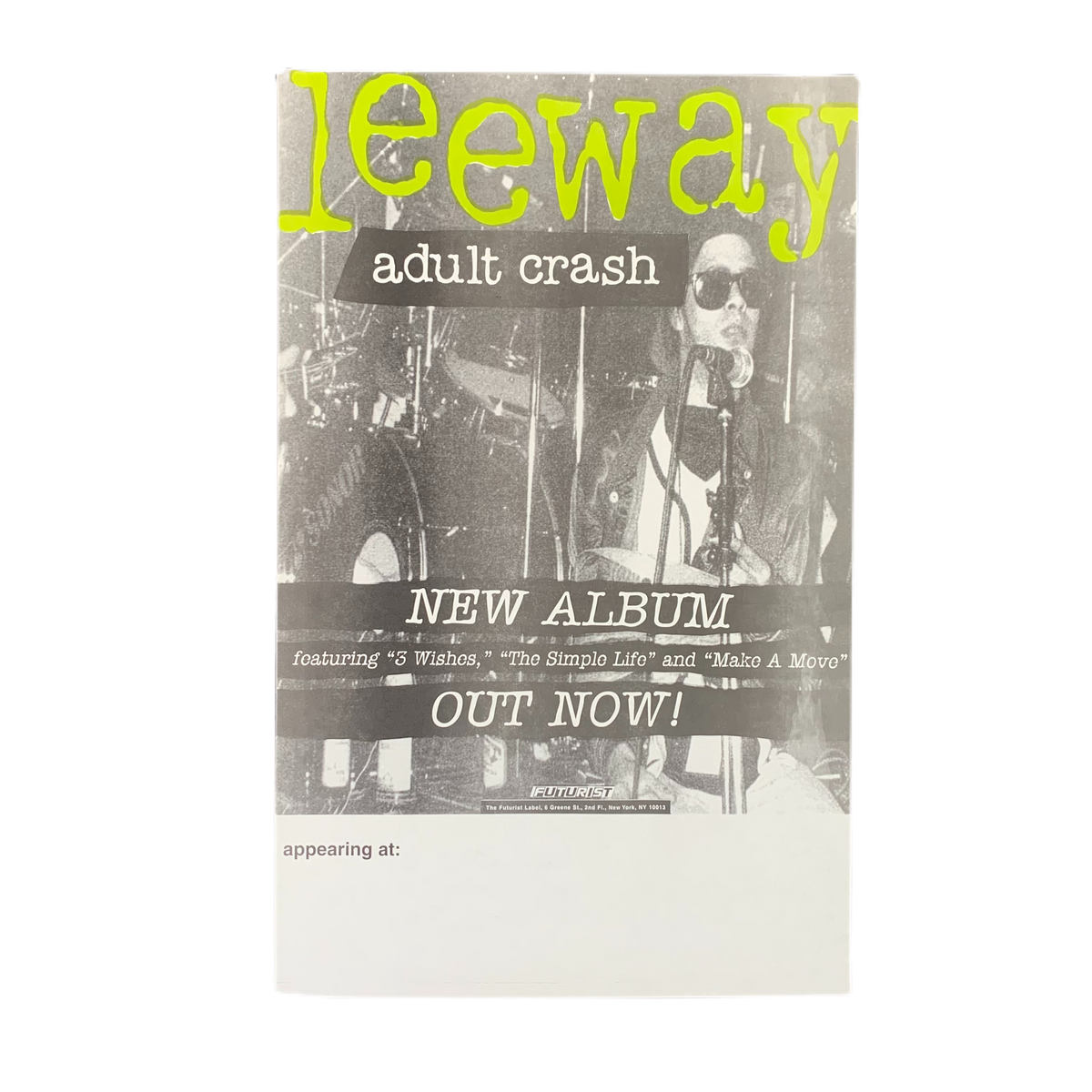 Vintage Leeway “Adult Crash” Futurist Promo Poster