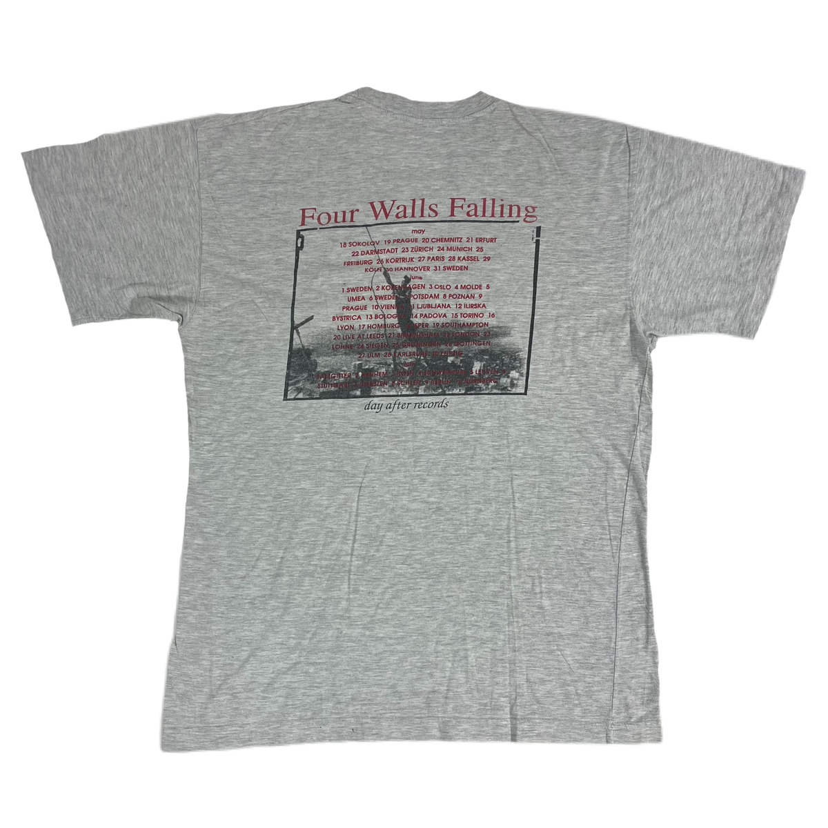 Vintage Four Walls Falling &quot;European Tour &#39;95&quot; Day After Records T-Shirt