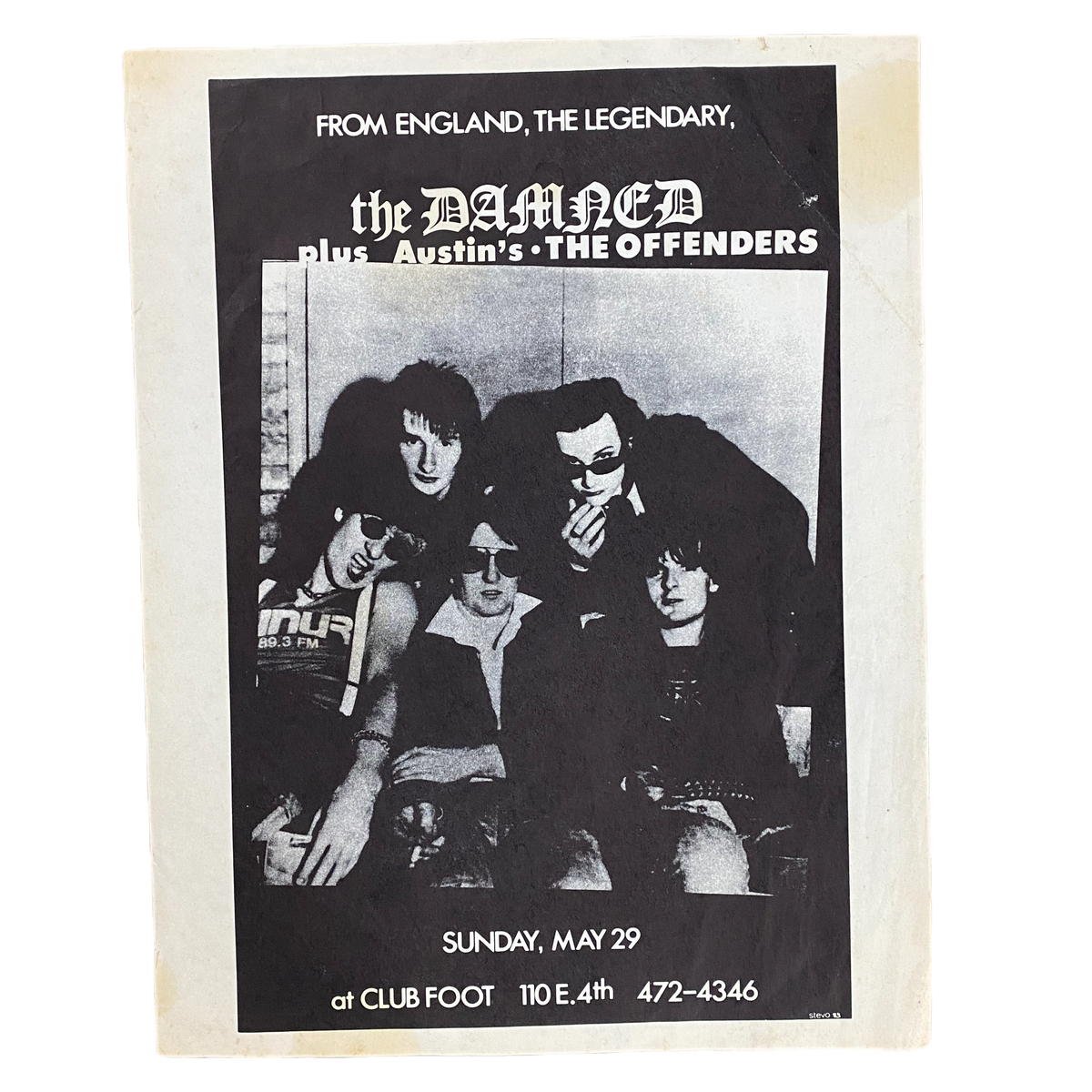 Vintage The Damned &quot;Club Foot May 29&quot; Offenders Flyer