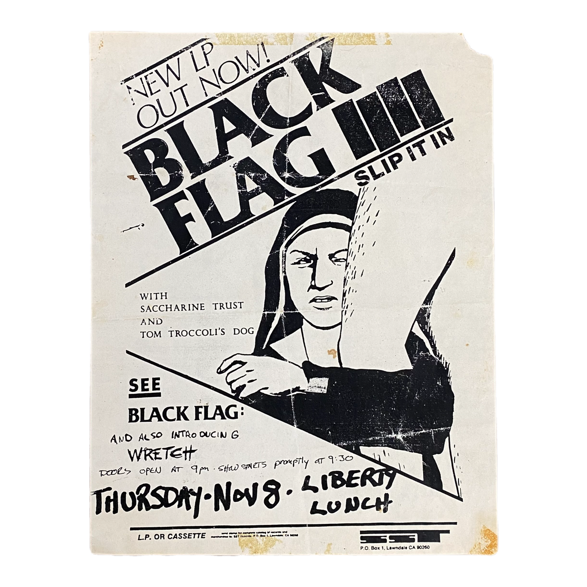 Vintage Black Flag &quot;Slip It In&quot; Raymond Pettibon Flyer