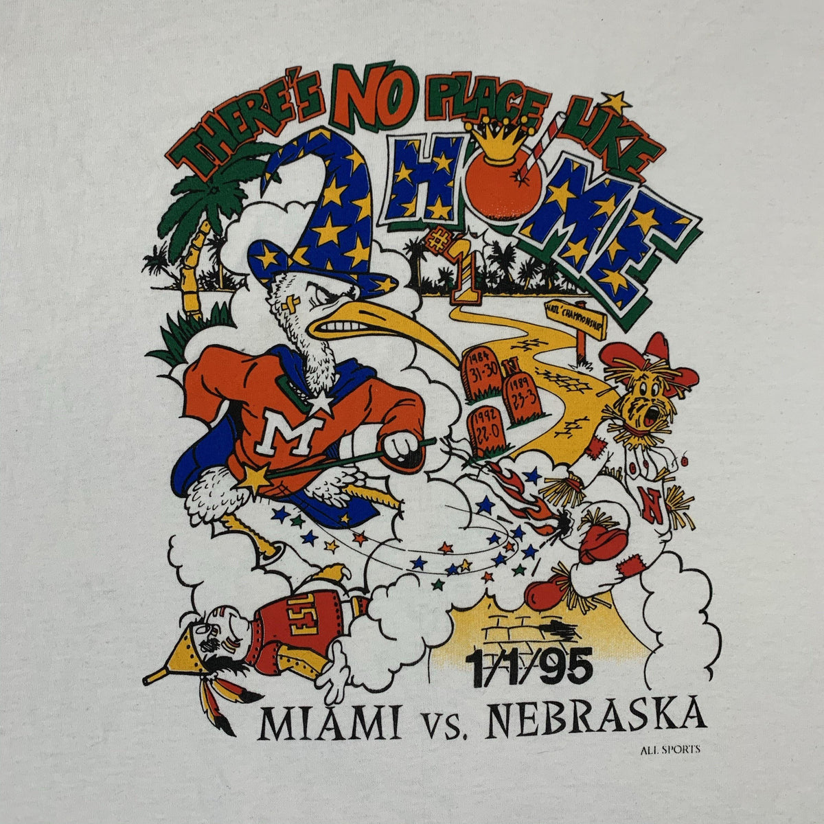 Vintage University Of Miami VS. Nebraska &quot;Hurricanes&quot; T-Shirt - jointcustodydc
