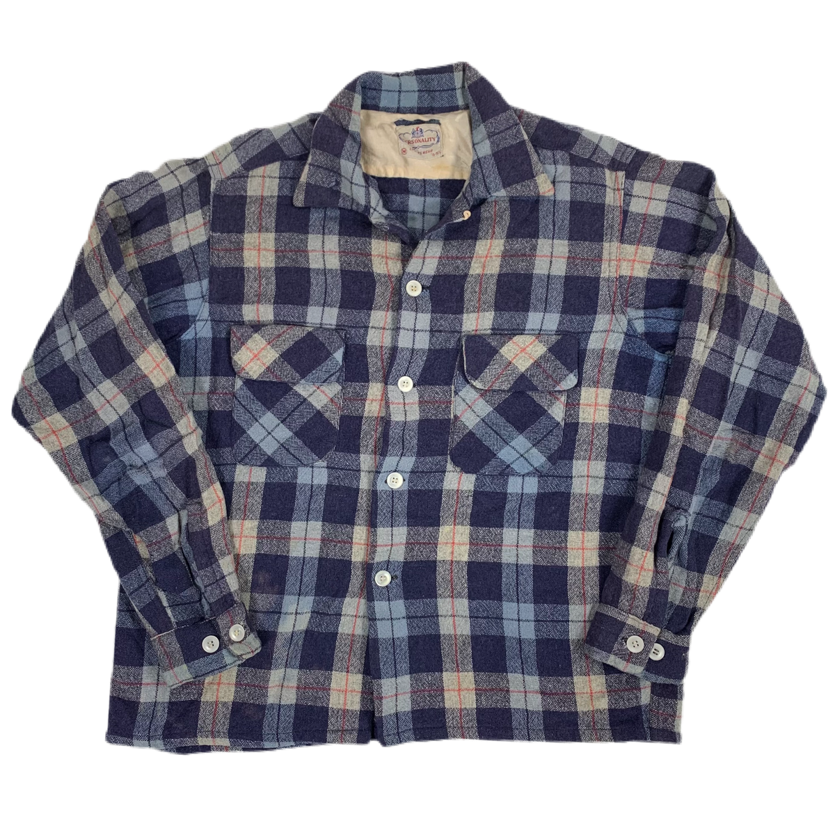 Vintage Personality Sportswear &quot;Blue Plaid&quot; Wool Loop Collar Shirt