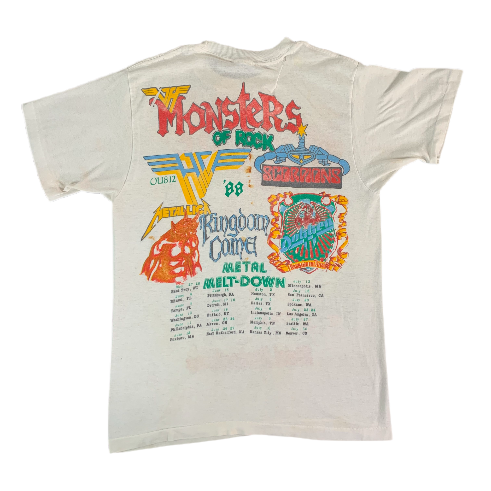 1988 monsters of rock t shirt Vintage Monsters Of Rock “Metal Madness '88” Parking Lot T-Shirt