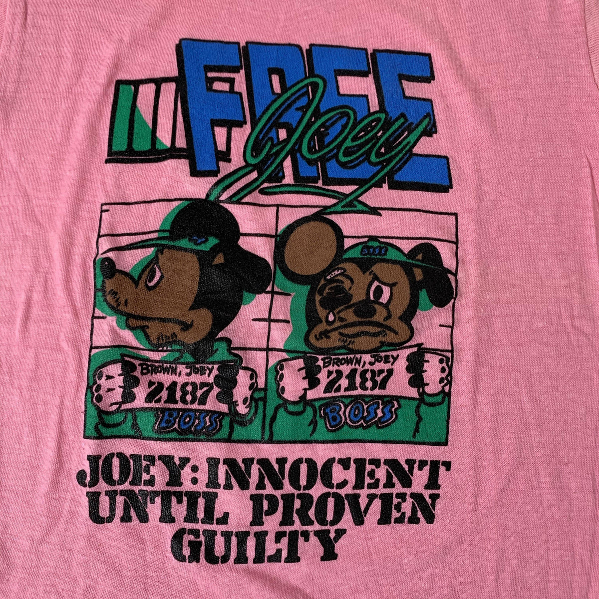 Vintage Mickey Mouse &quot;Free Joey&quot; Bootleg T-Shirt - jointcustodydc