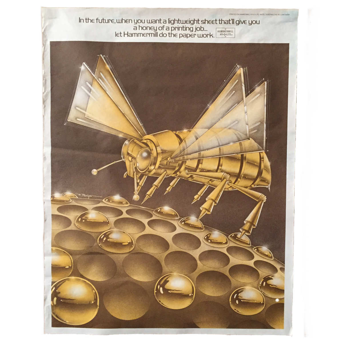 Vintage Hammermill &quot;Cyborg Honey Bee&quot; Advertisement Poster