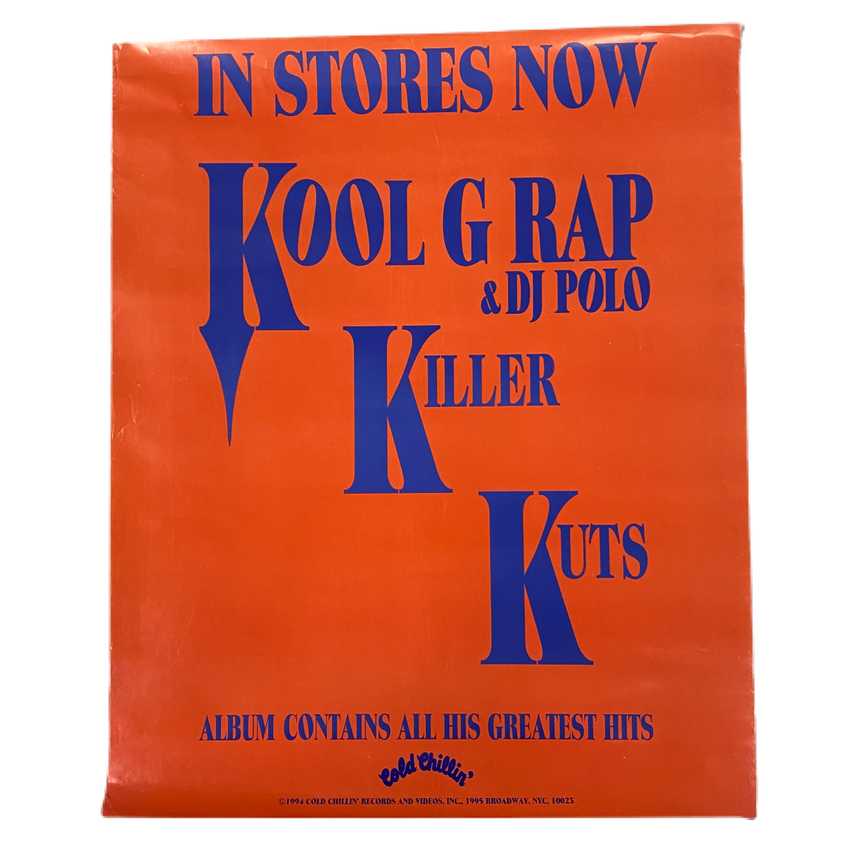 Vintage Kool G Rap &amp; DJ Polo &quot;Killer Kuts&quot; Cold Chillin Promotional Poster
