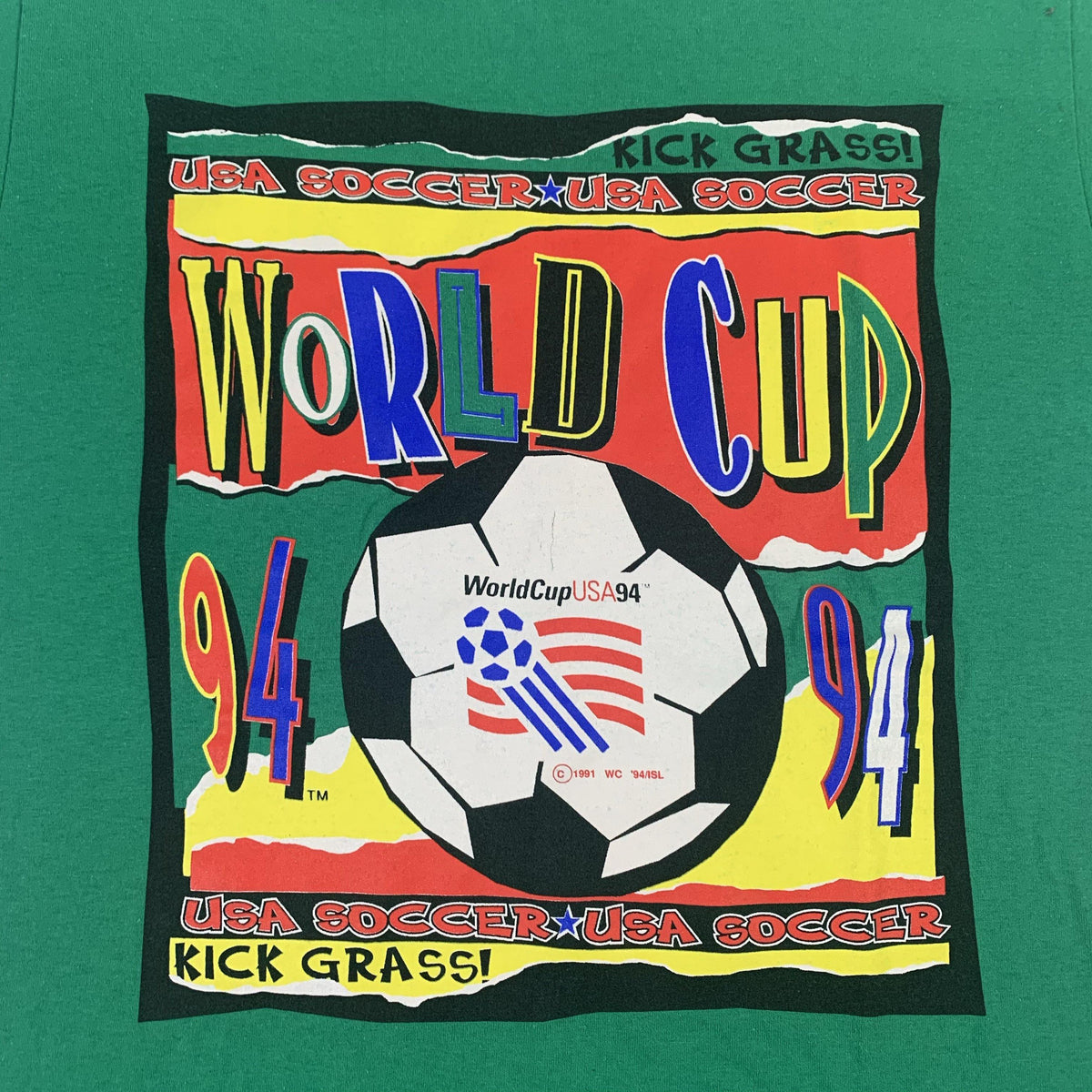 '47 Brand Women's Vintage USA World Cup Soccer T-Shirt - Distressed Flag & Country Name V-Neck Tee