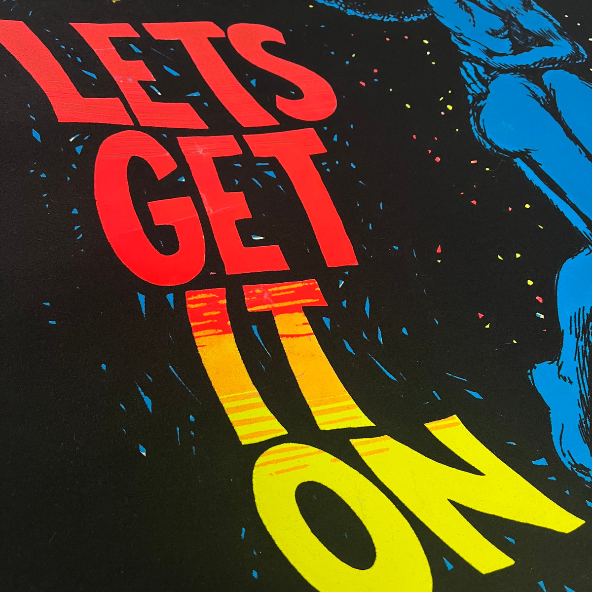 Vintage Marvin Gaye &quot;Let&#39;s Get It On&quot; Black Light Poster