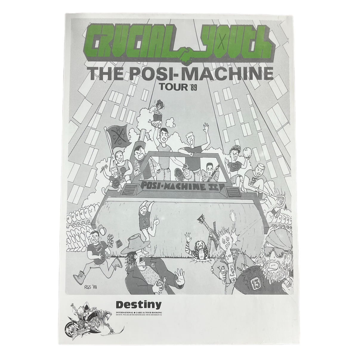 Vintage Crucial Youth &quot;The Posi-Machine Tour &#39;89&quot; Poster