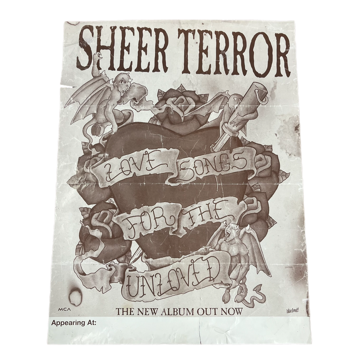 Vintage Sheer Terror &quot;Love Songs For The Unloved&quot; Blackout! Records Promotional Poster