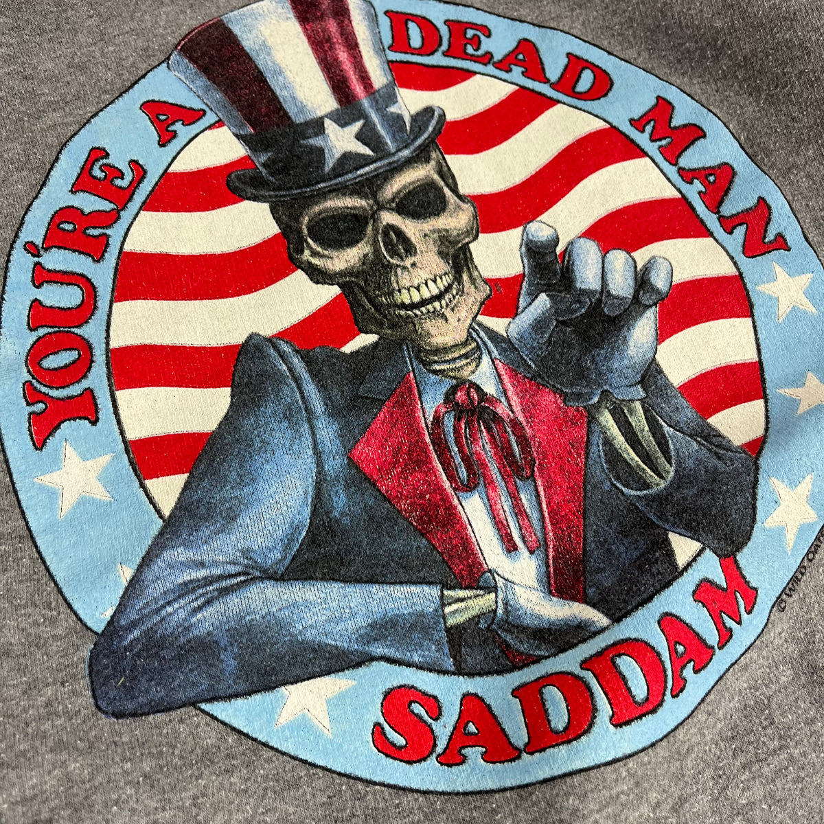 Vintage Saddam Hussein &quot;You&#39;re A Dead Man&quot; Raglan Sweatshirt