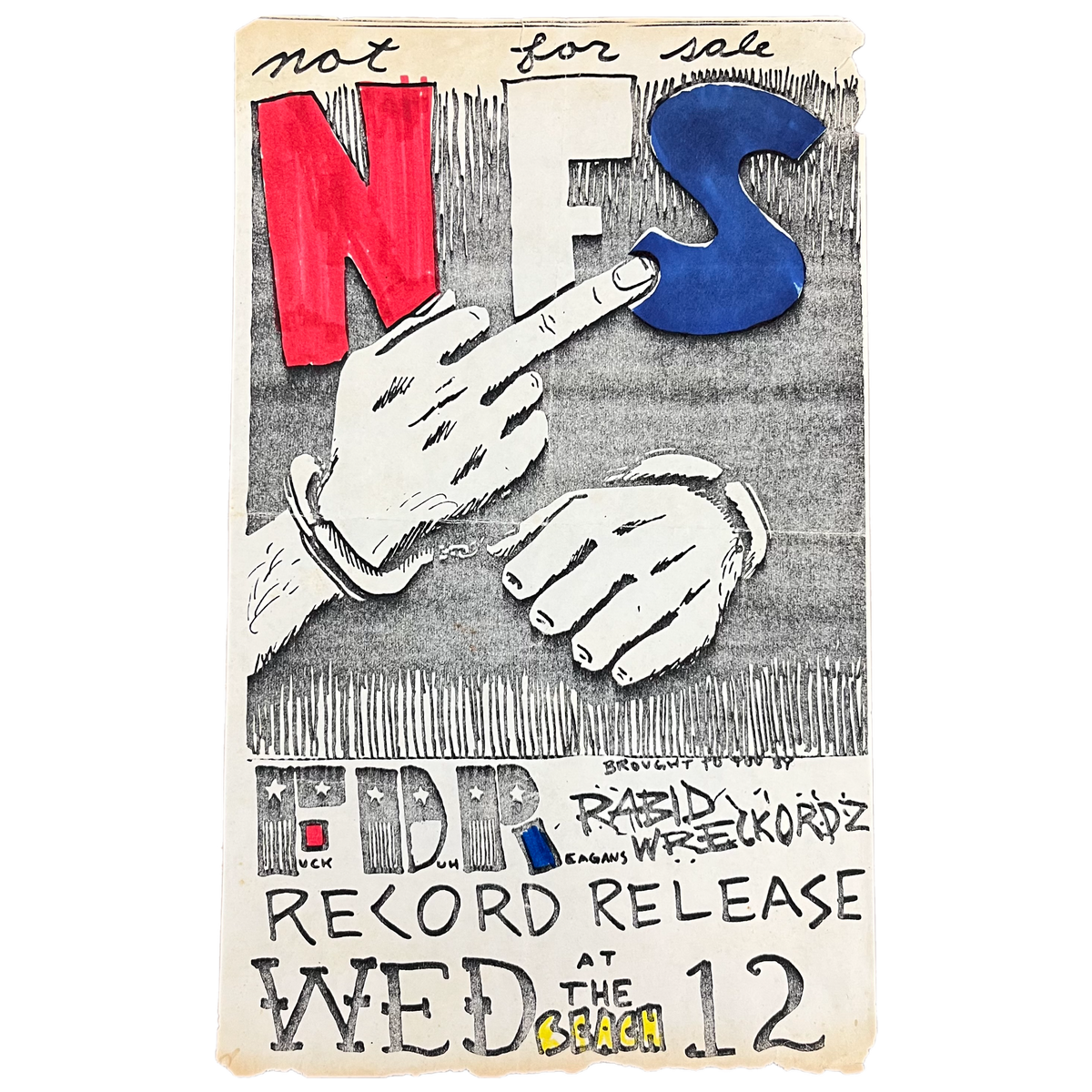 Vintage Not For Sale &quot;Rabid Cat Records&quot; Record Release Flyer