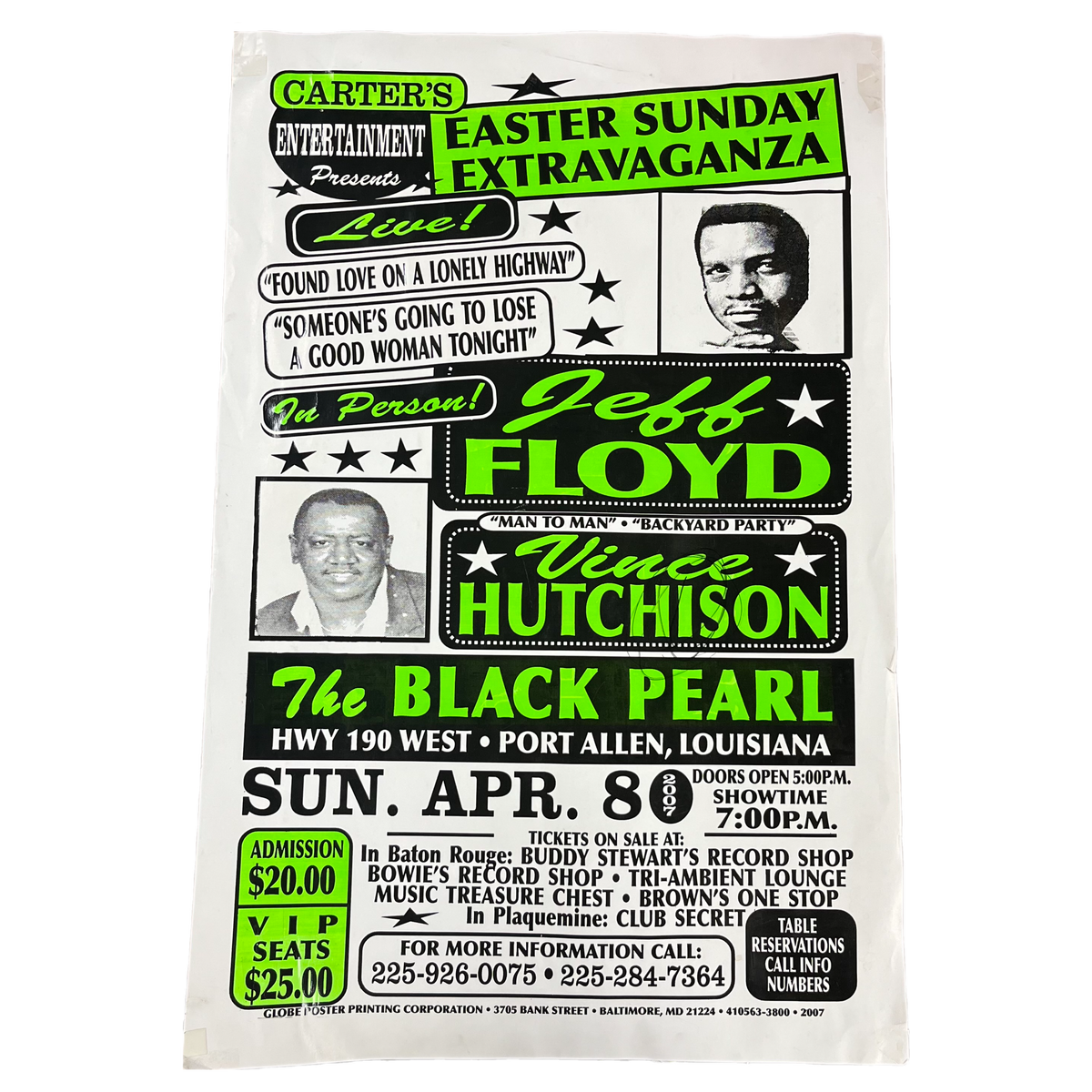 Vintage Easter Sunday Extravaganza Jeff Floyd Vince Hutchison The Black Pearl &quot;Globe Poster Printing Corp&quot; Show Poster