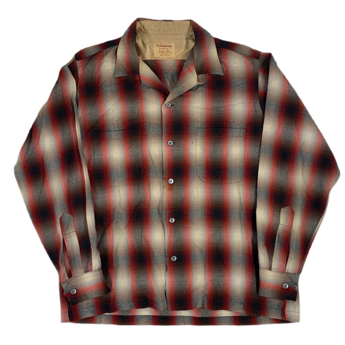 Vintage Game And Lake &quot;Shadow Plaid&quot; Wool Loop Collar Shirt