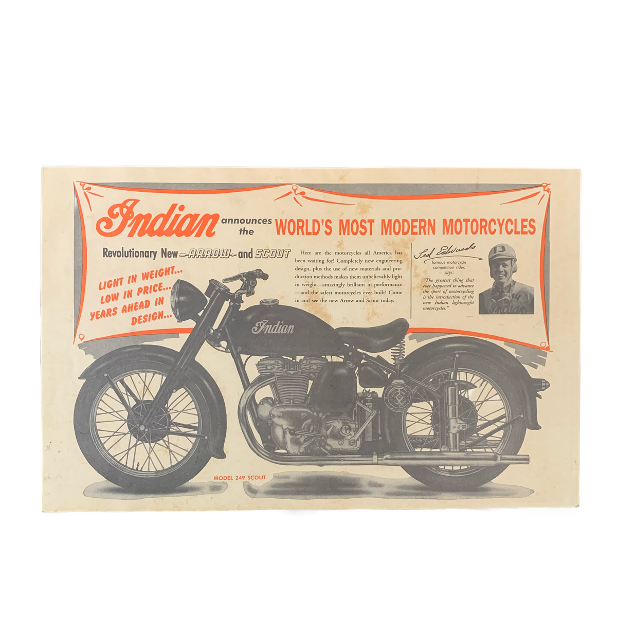 Vintage Indian Motorcycles Model 249 Scout Poster