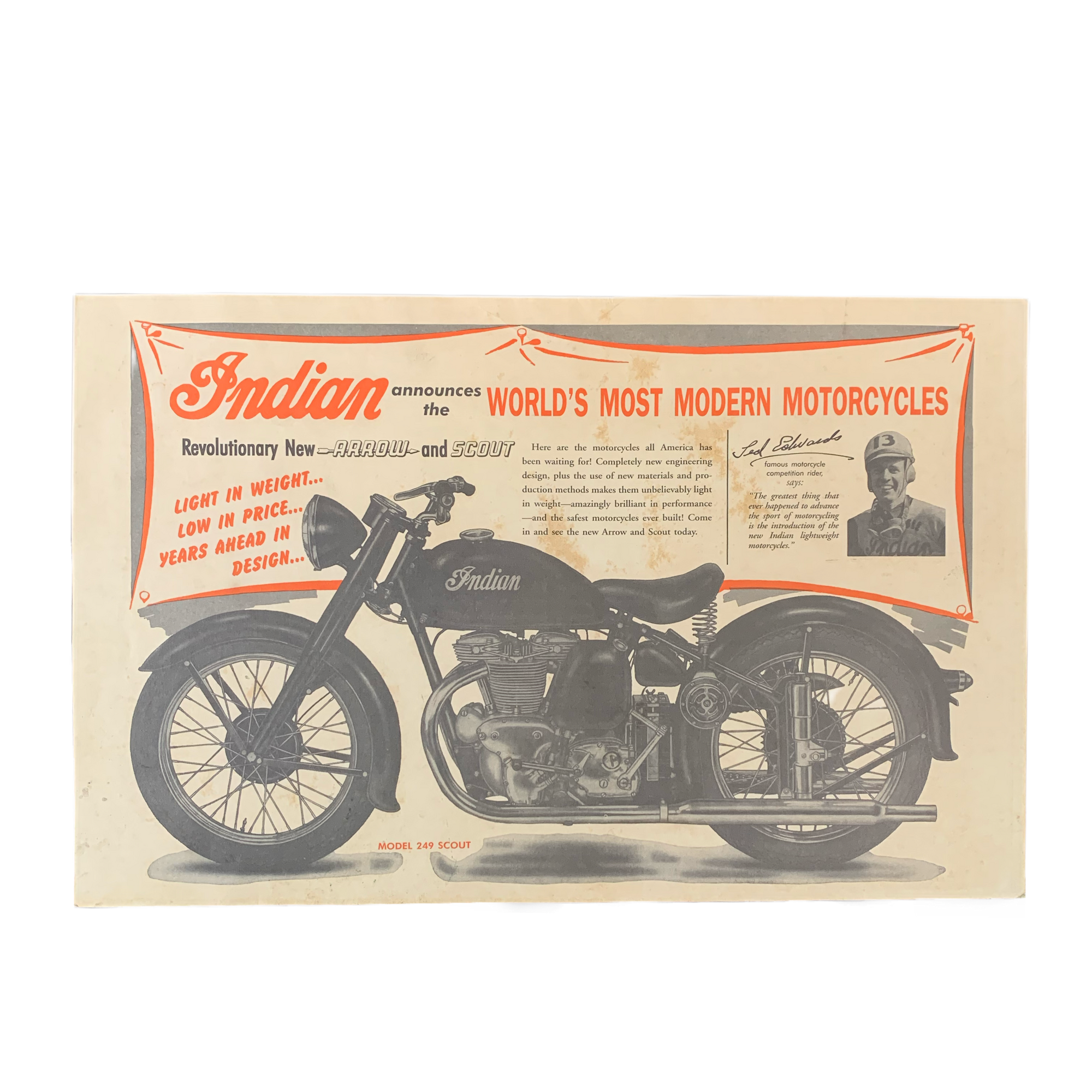 Vintage Indian Motorcycles Model 249 Scout Poster