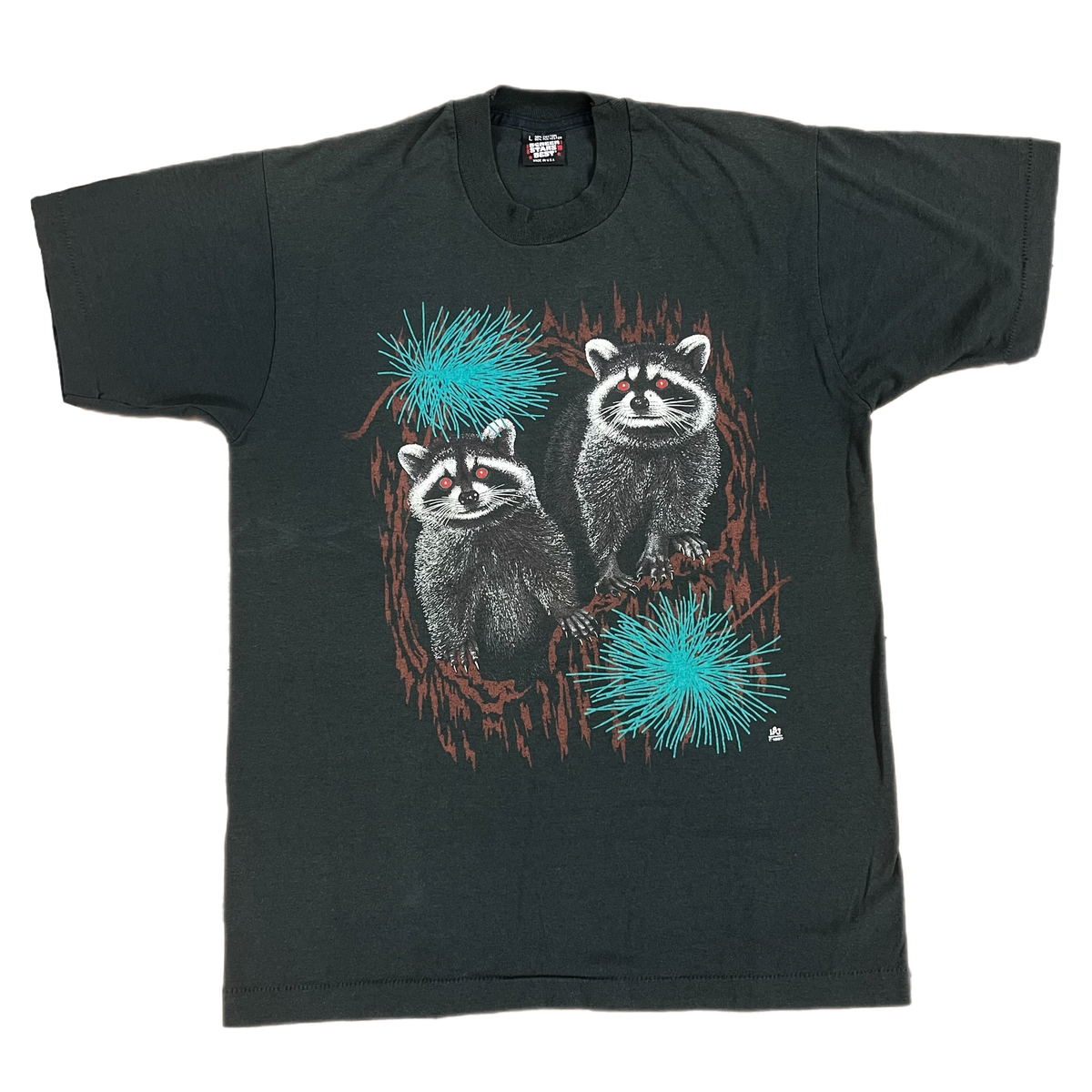 Vintage Glowing Eyed Raccoons &quot;LSJ Sportswear&quot; T-Shirt