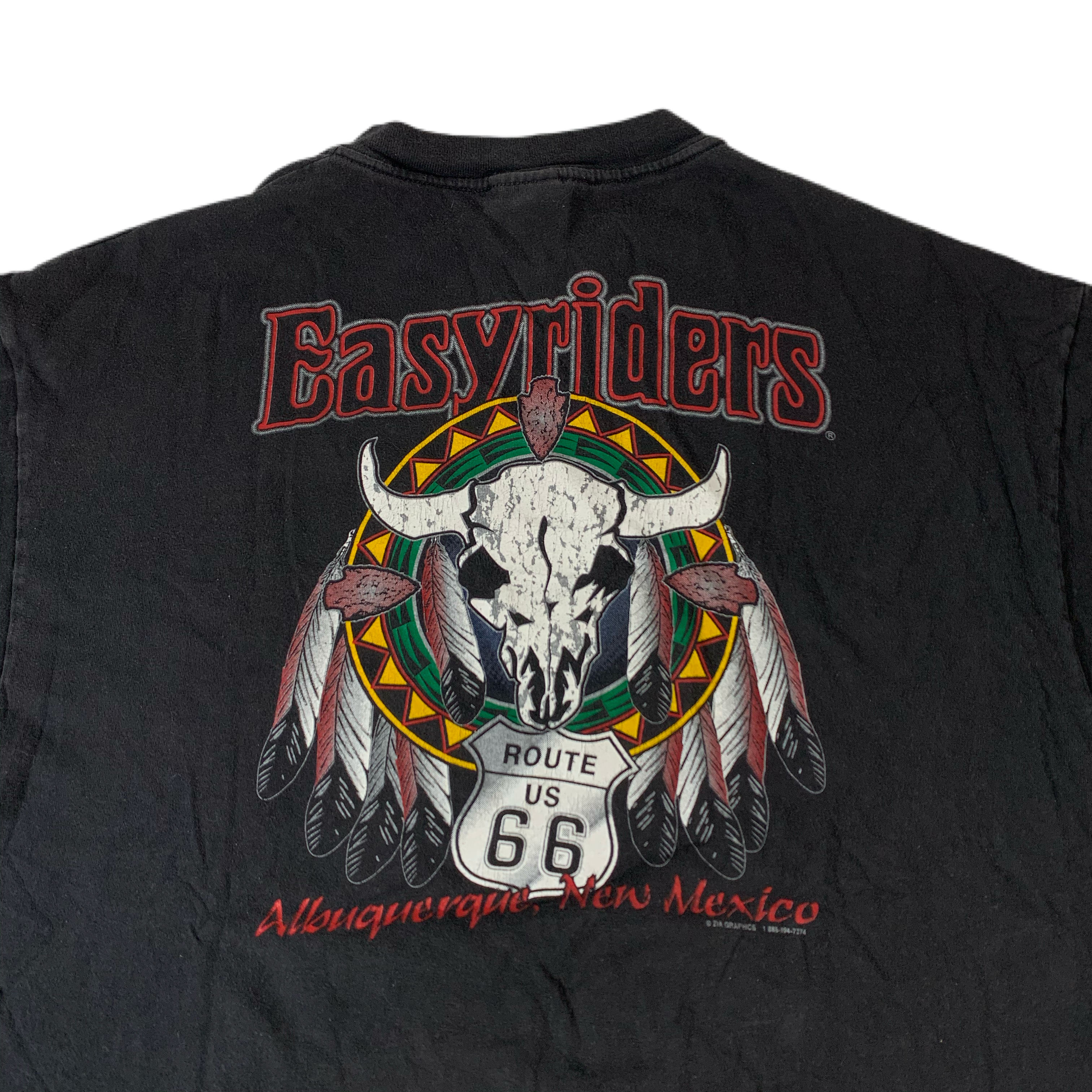 Vintage Easyriders Cow Skull T-Shirt Size XL Black 1992 90s
