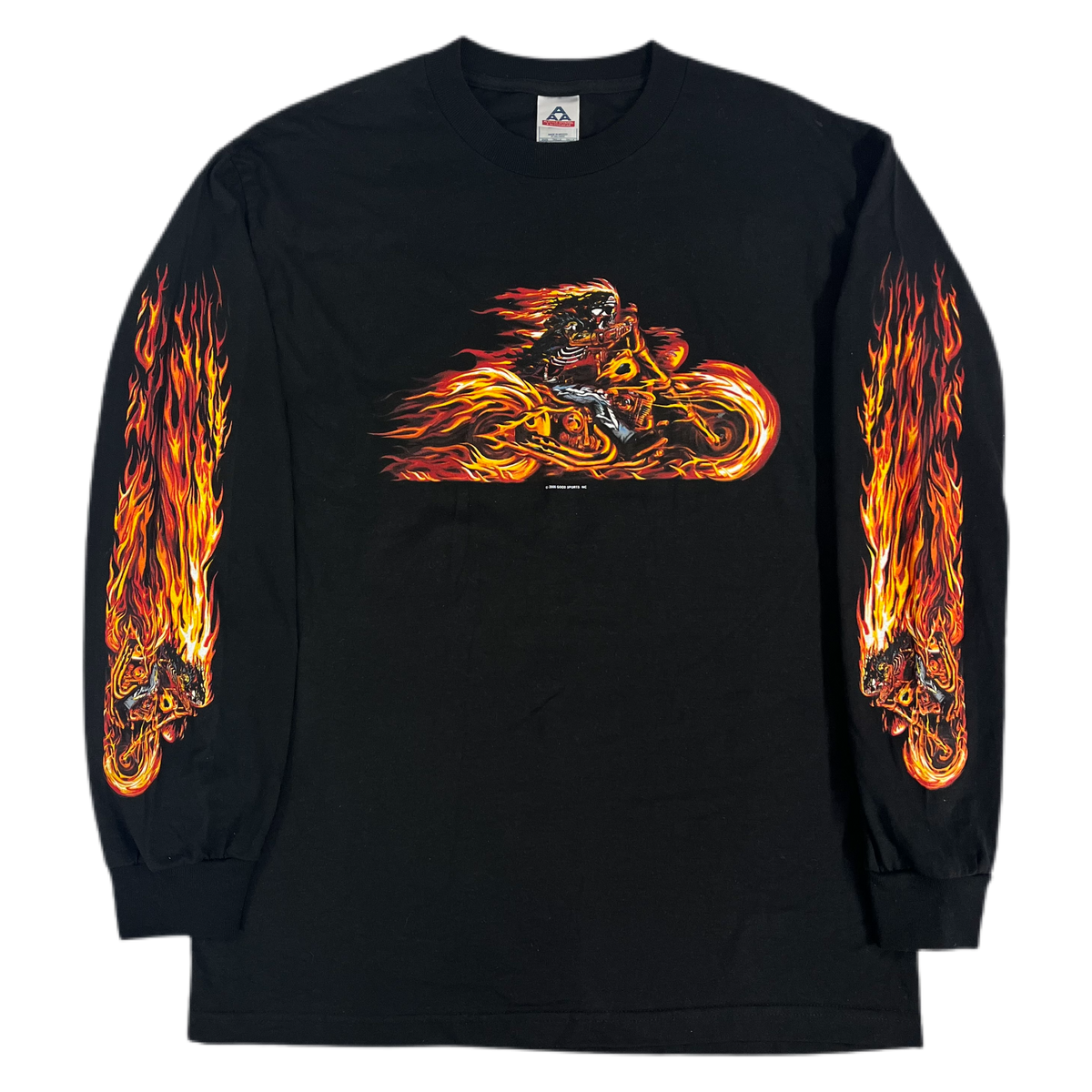 Vintage Biker On Fire &quot;Flame&quot; Long Sleeve Shirt