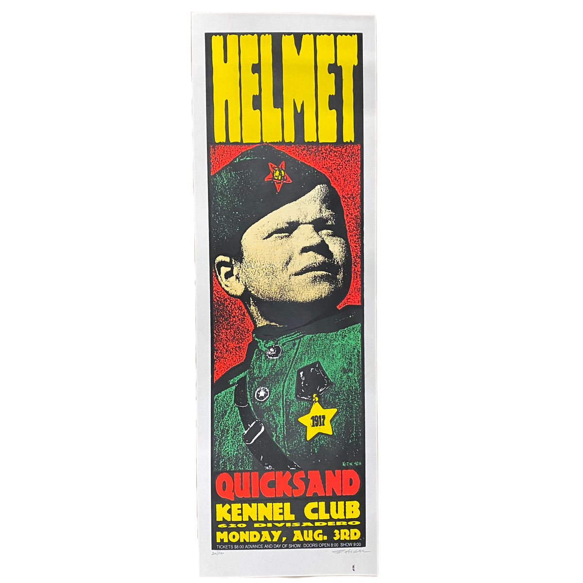 Vintage Helmet Quicksand &quot;Kennel Club&quot; 1992 Frank Kozik Screenprinted Poster