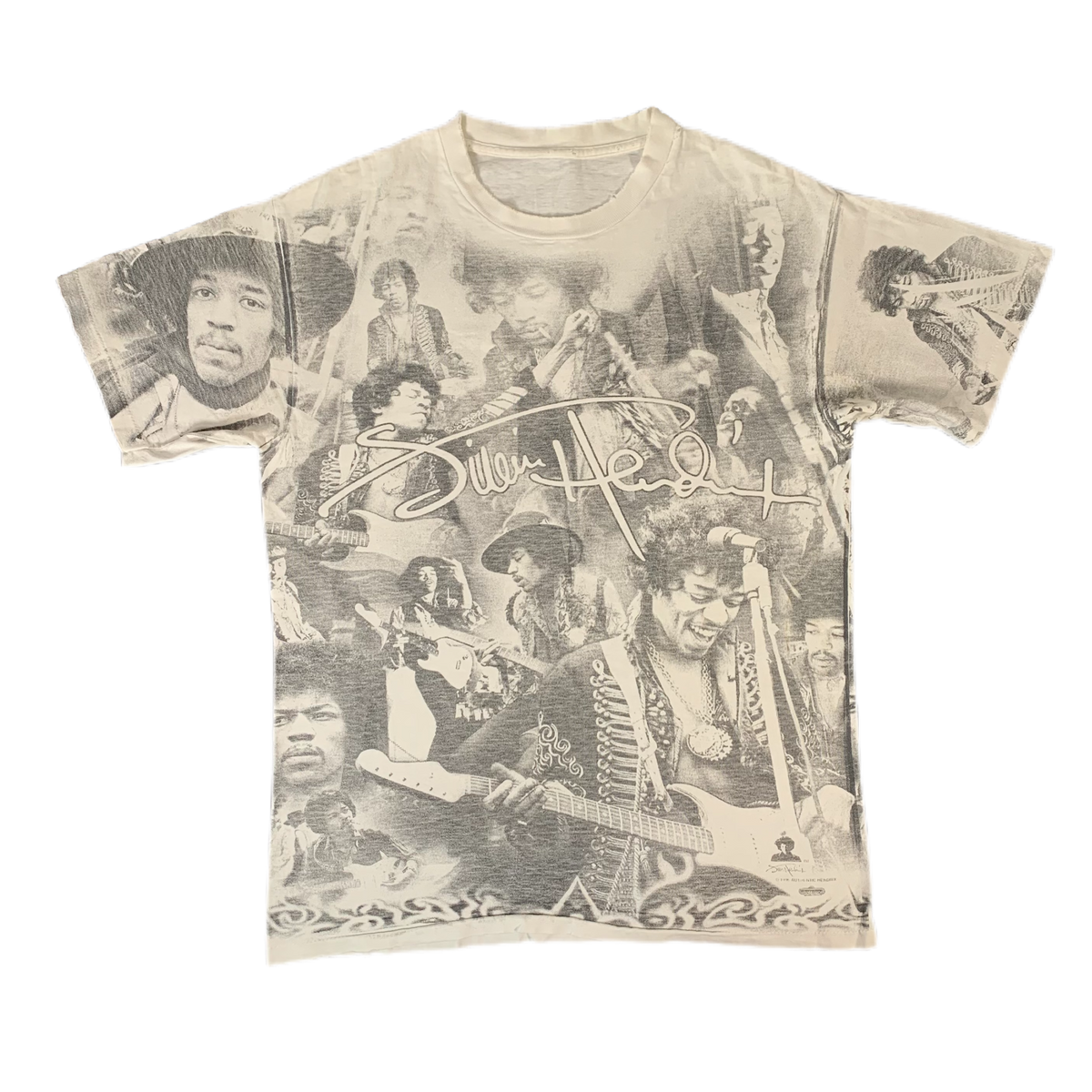 Vintage Jimi Hendrix &quot;Authentic Hendrix&quot; All Over Print T-Shirt