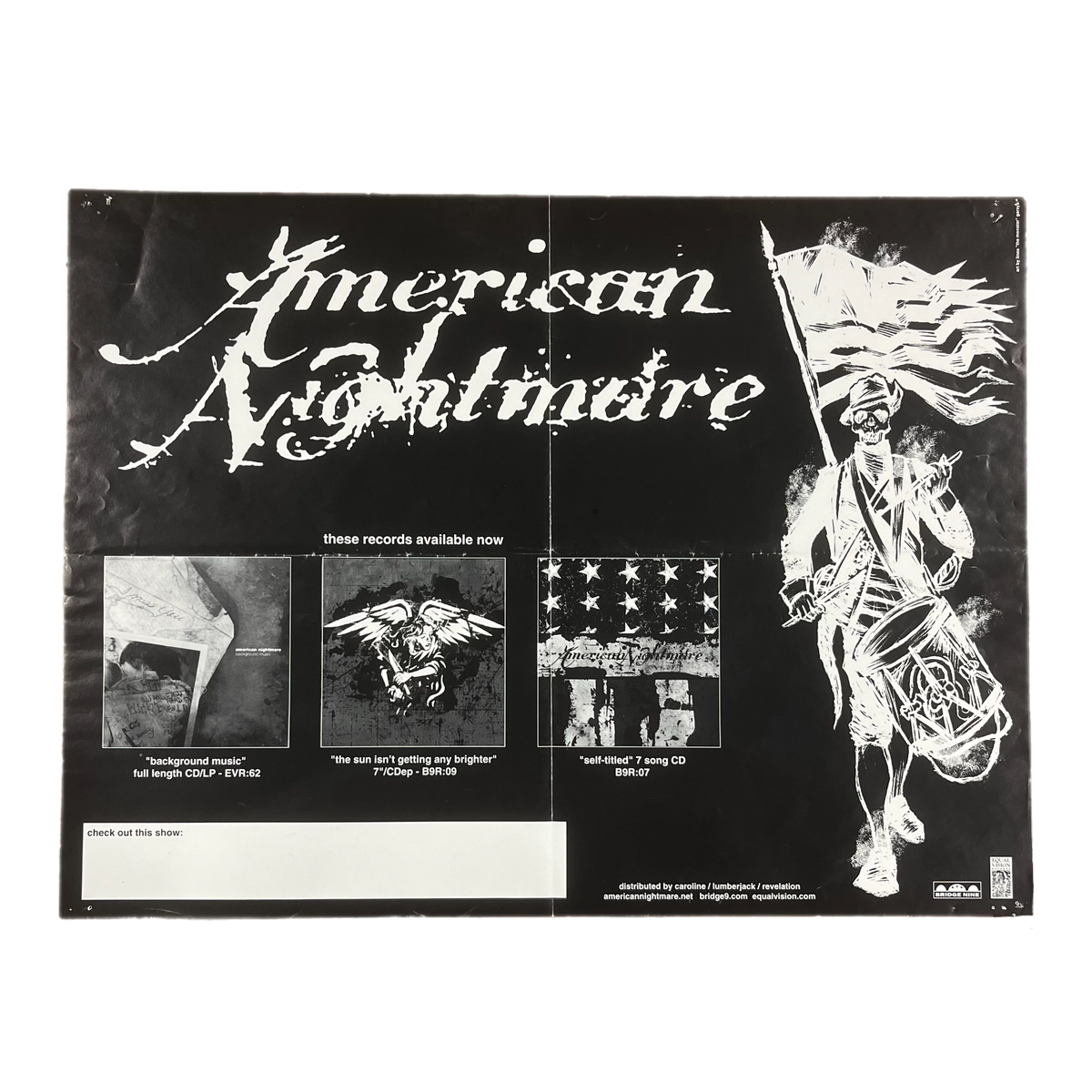 Vintage American Nightmare &quot;Linas Garsys&quot; Bridge Nine Promotional Poster
