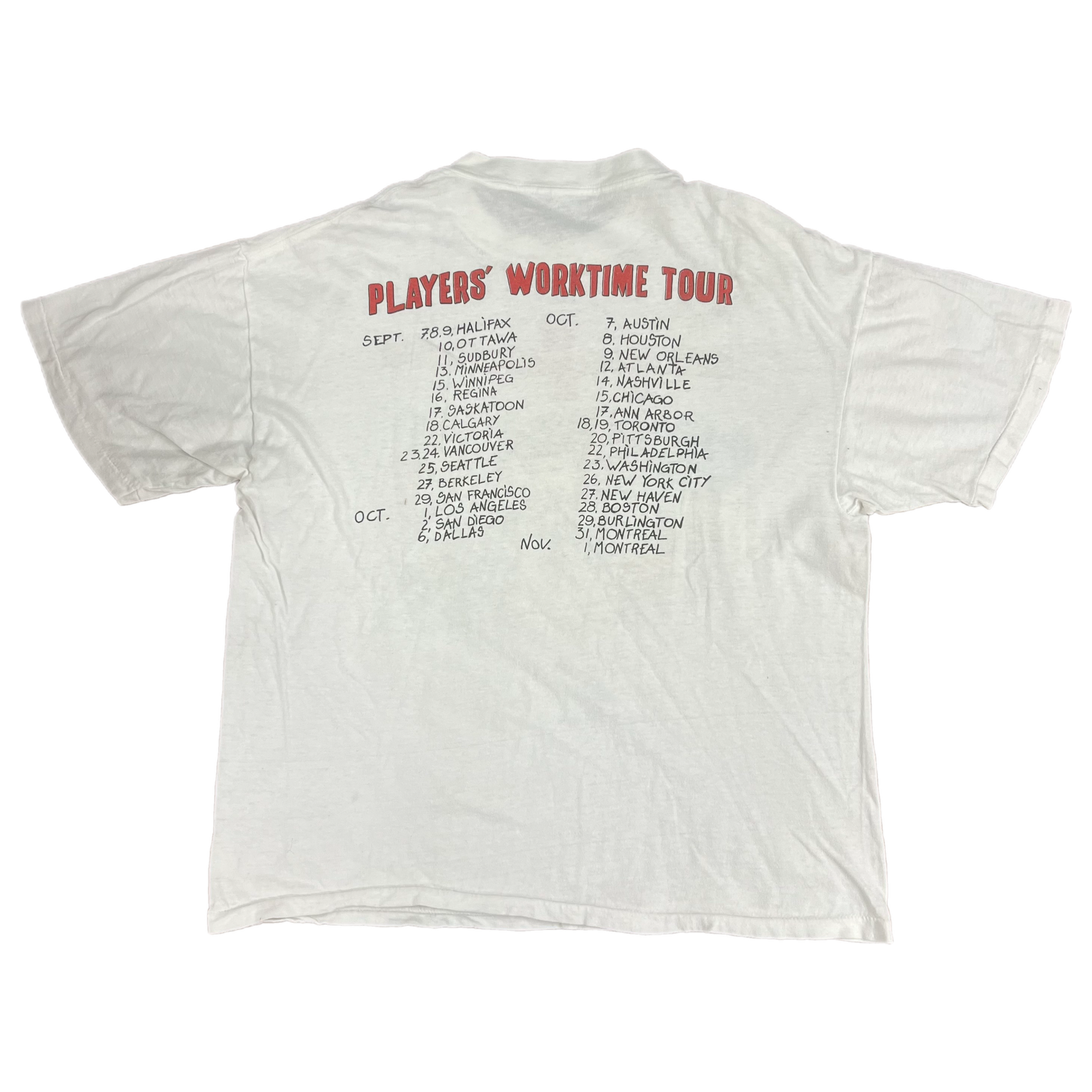 1988 ビリーブラッグ「ワーカーズプレイタイム」ゴー!ディスクツアーTシャツL Vintage Billy Bragg