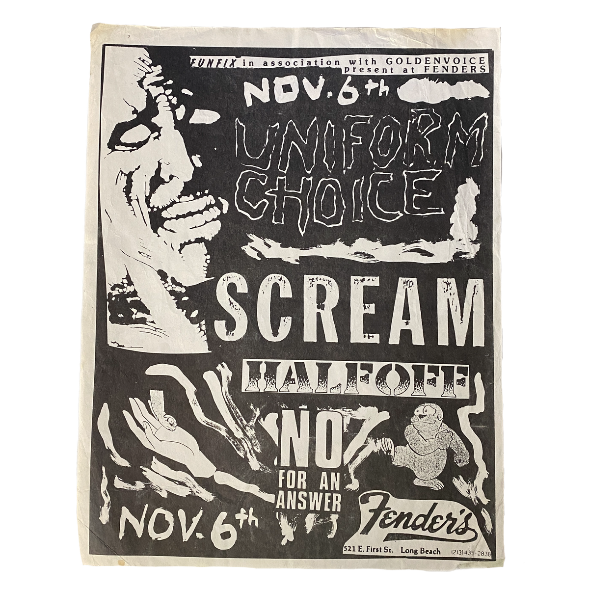 Vintage Uniform Choice Scream &quot;Fender&#39;s Long Beach&quot; Flyer