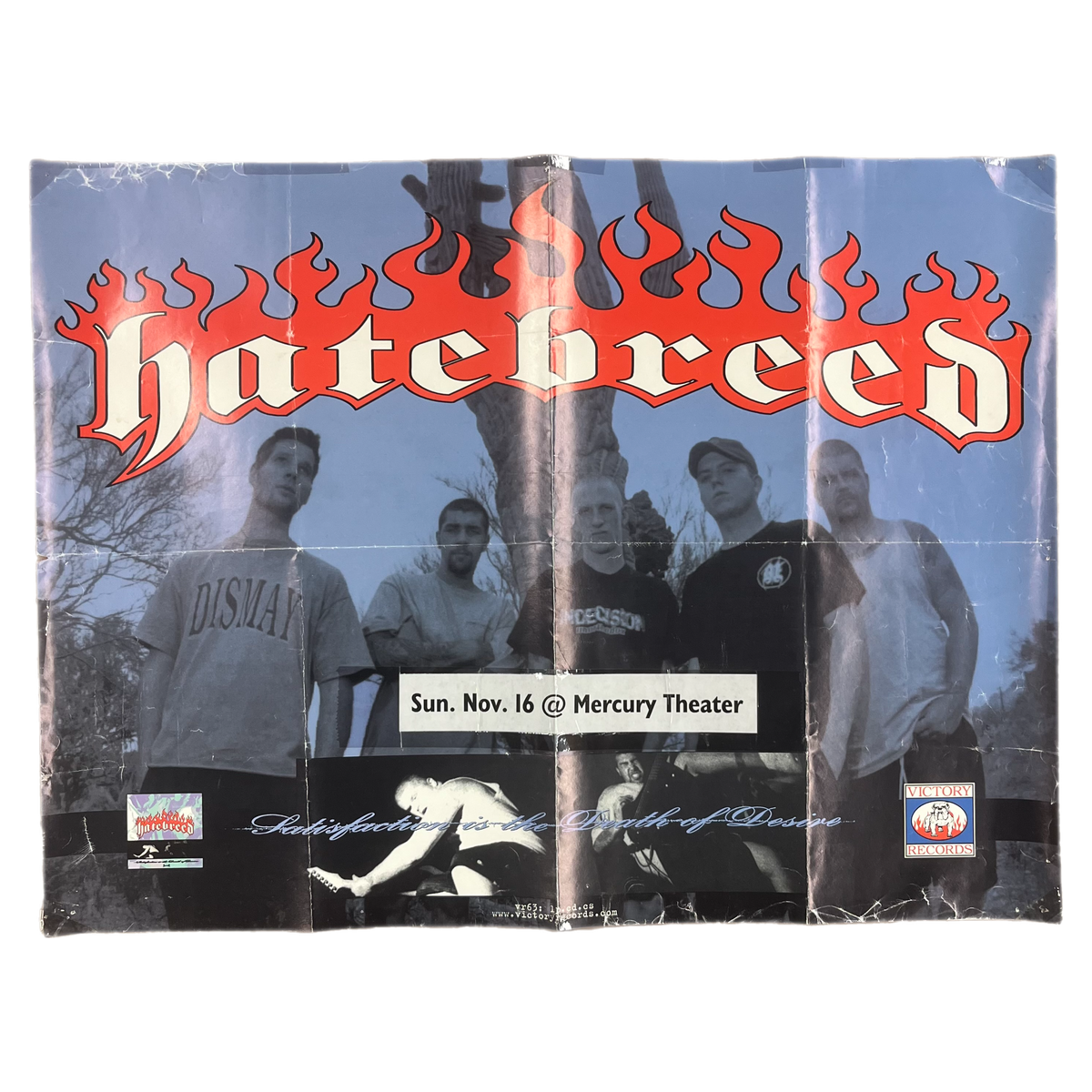 Vintage Hatebreed &quot;Satisfaction Is The Death Of Desire&quot; Mercury Theatre Victory Records Promotional Poster