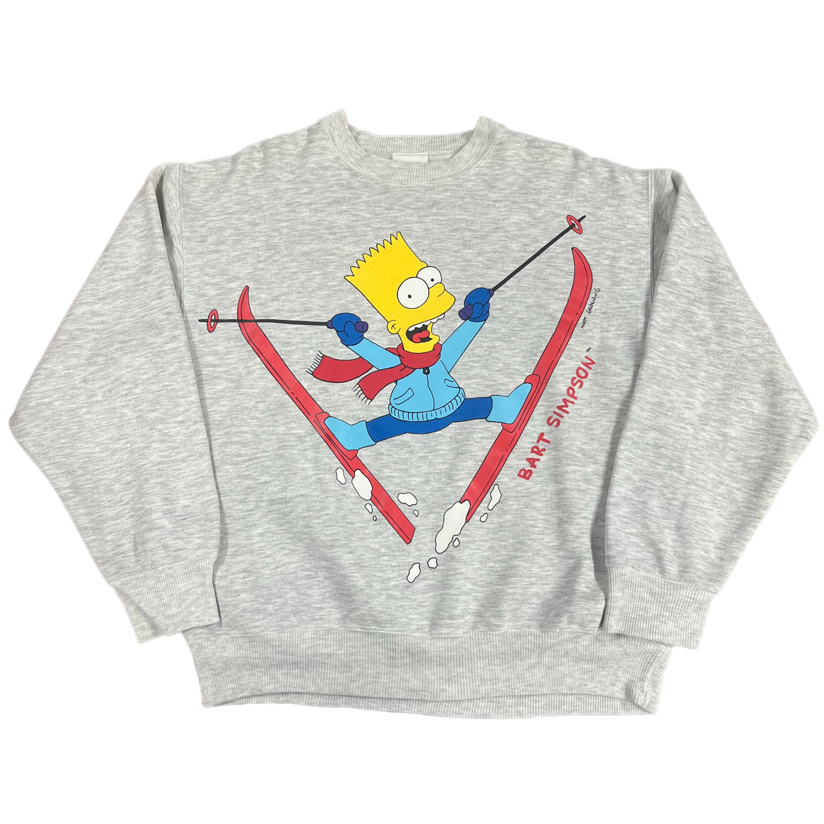 Vintage The Simpsons &quot;Bart Simpson&quot; Skiing Crewneck Sweatshirt