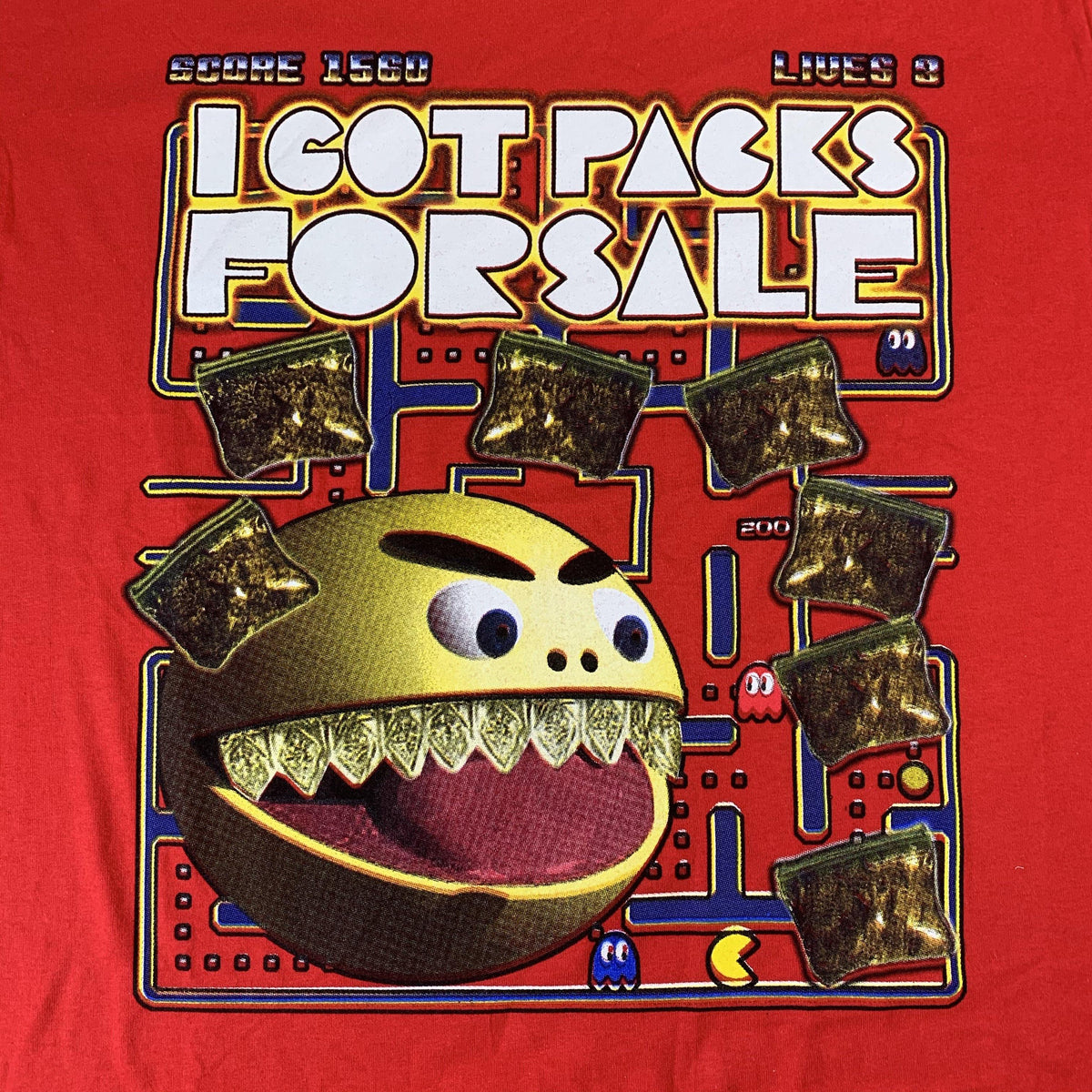 Vintage Pacman &quot;I Got Packs For Sale&quot; T-Shirt - jointcustodydc